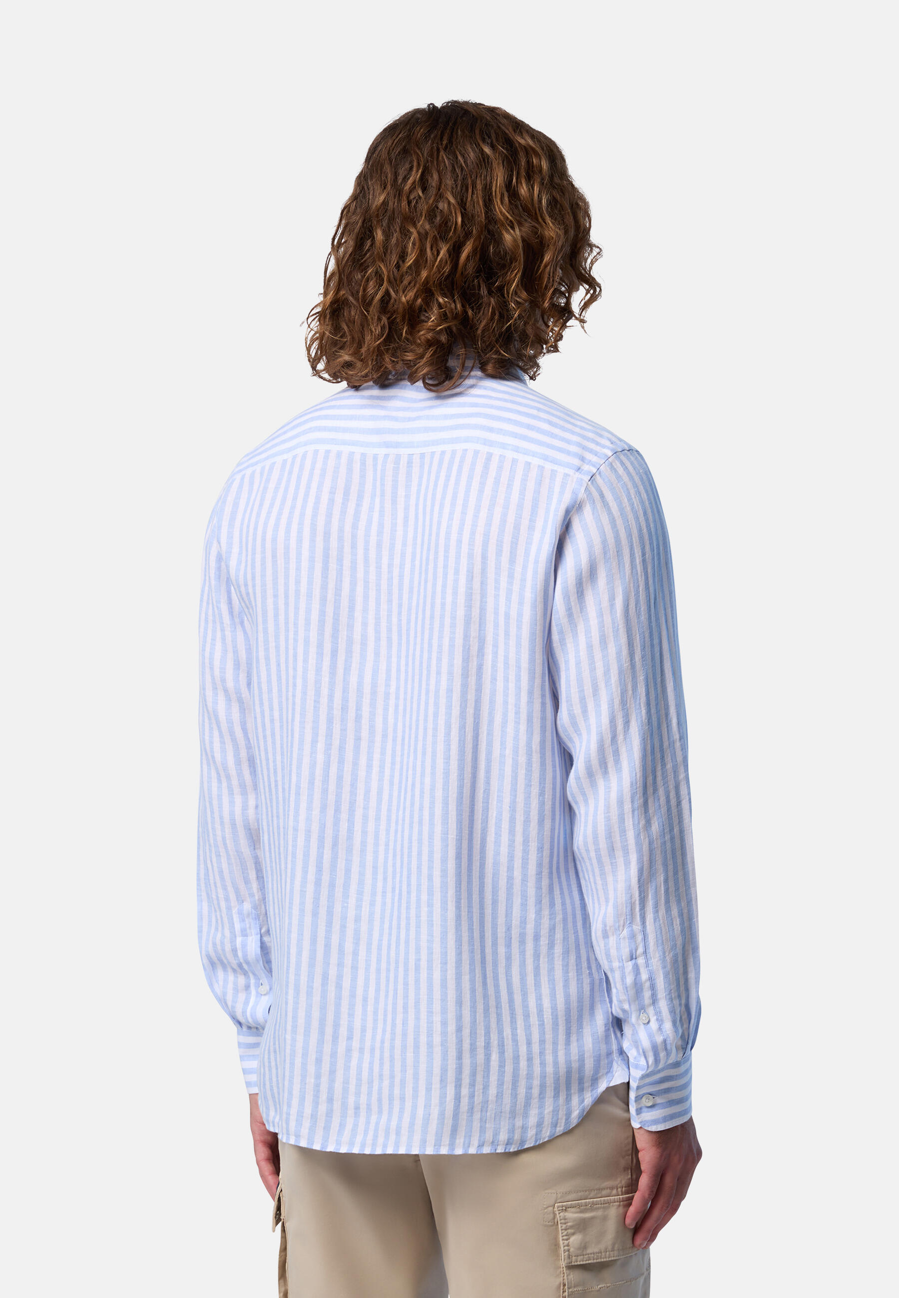 Camisa de lino de rayas anchas para hombre 4/7