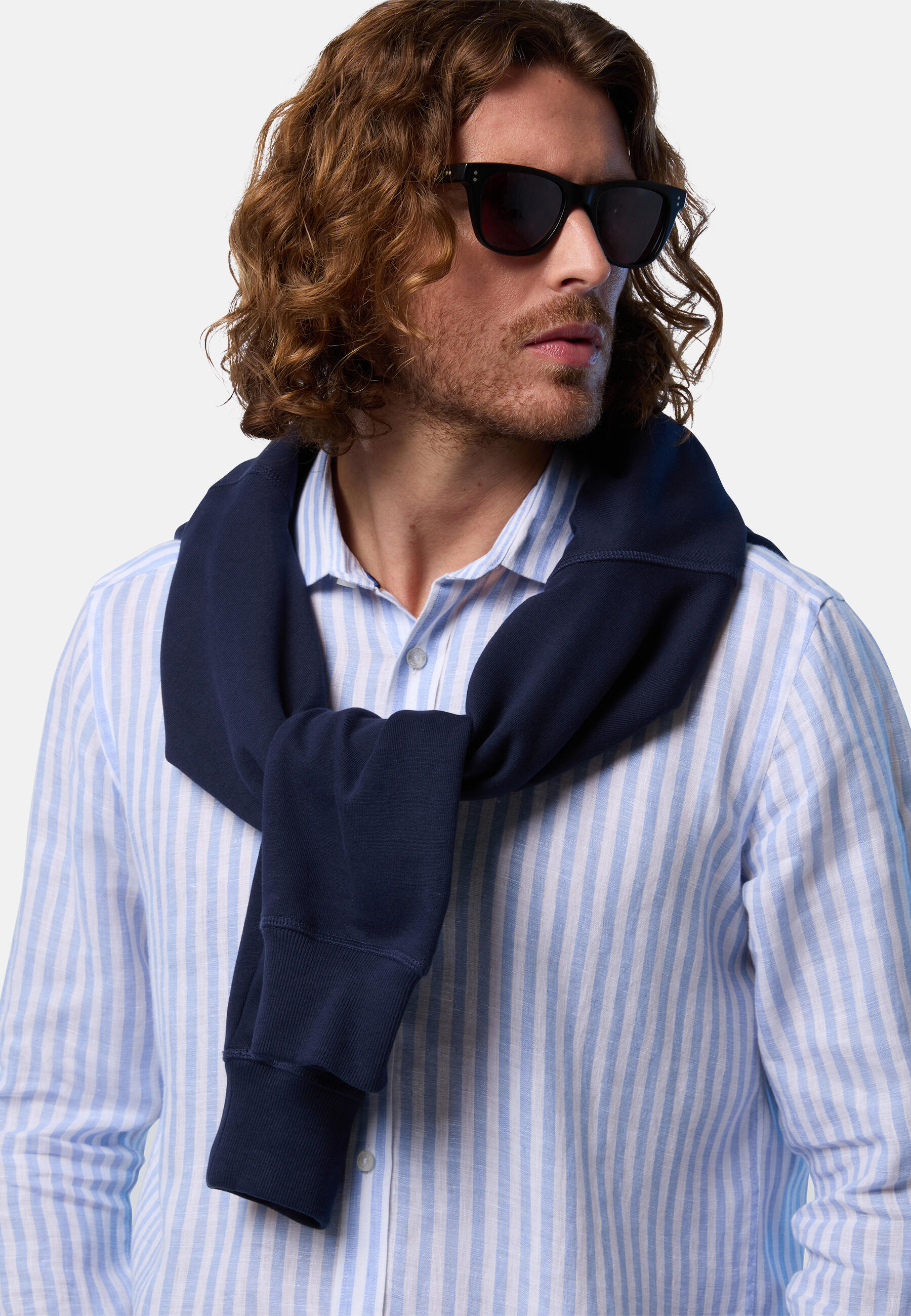 Camisa de lino de rayas anchas para hombre 5/7