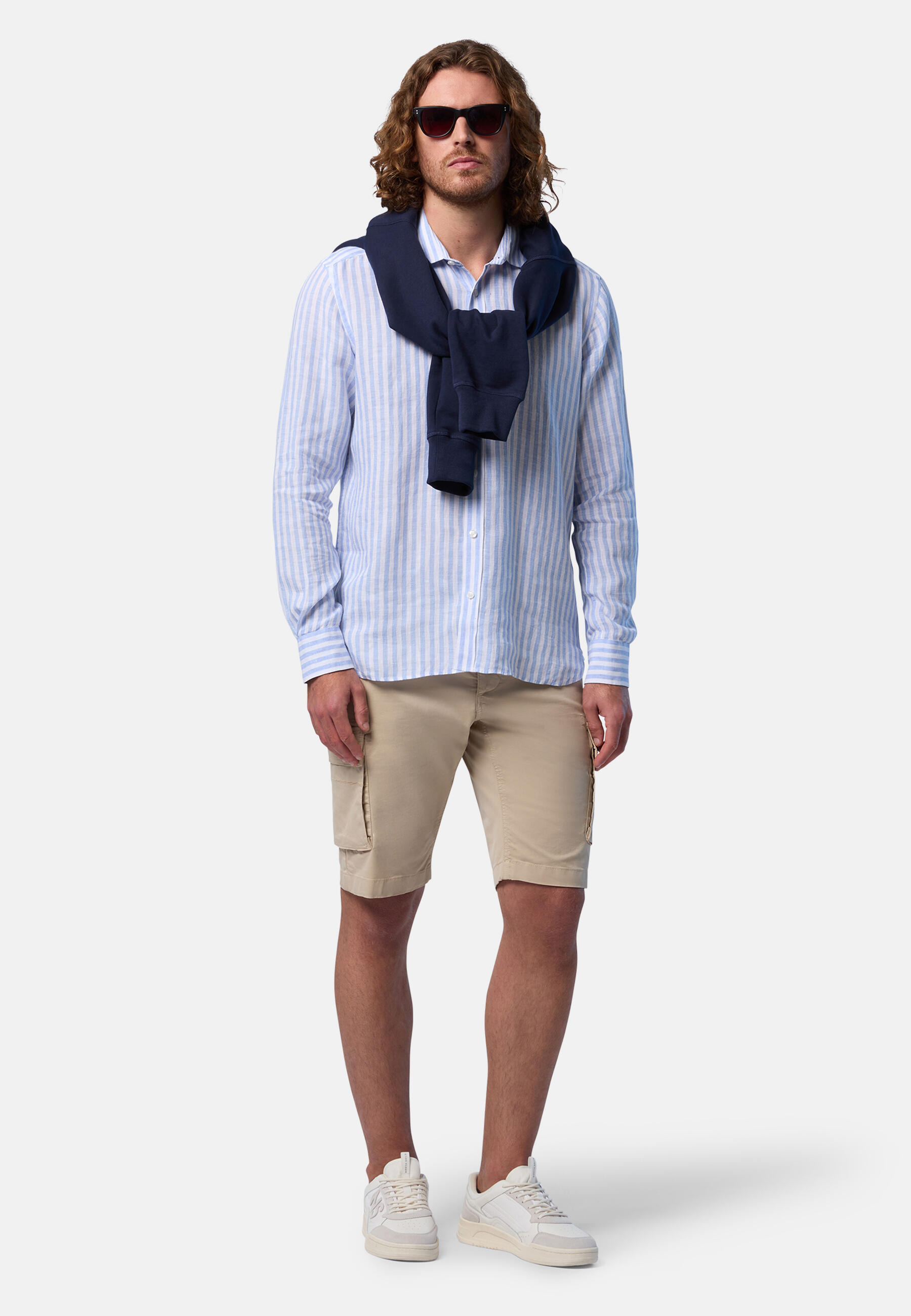 Camisa de lino de rayas anchas para hombre 6/7