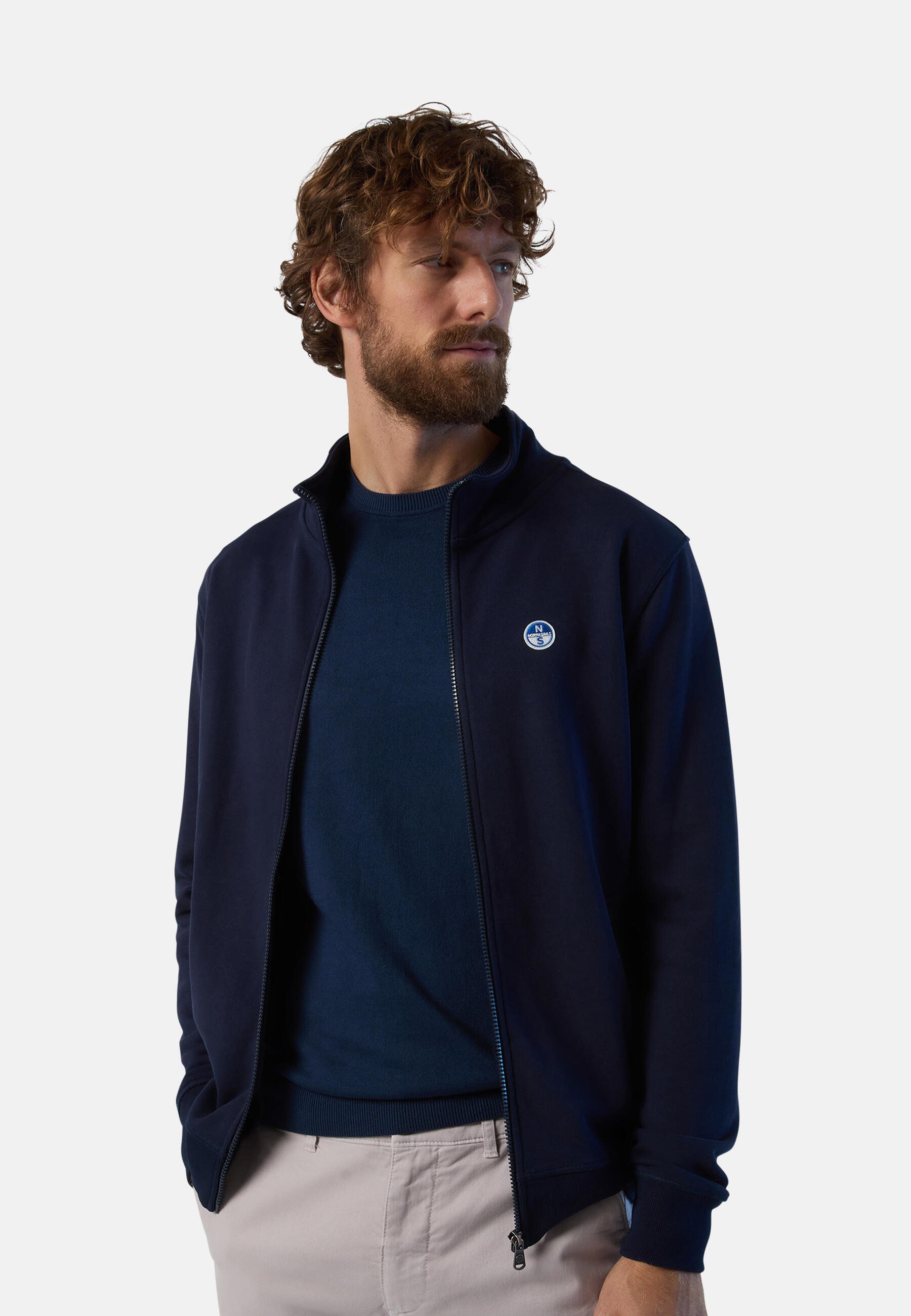 Sudadera con cremallera completa y parche con logotipo para hombre 4/7