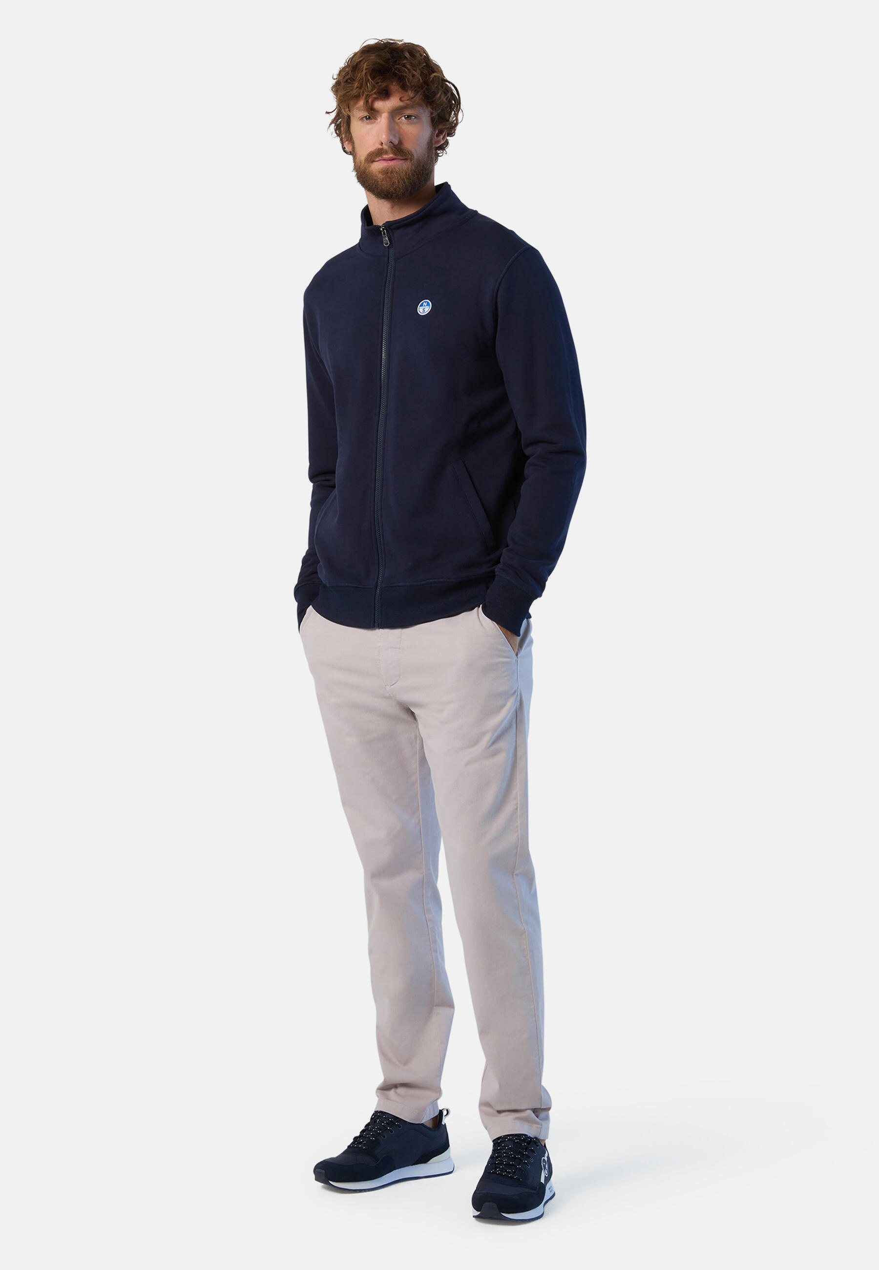 Sudadera con cremallera completa y parche con logotipo para hombre 5/7