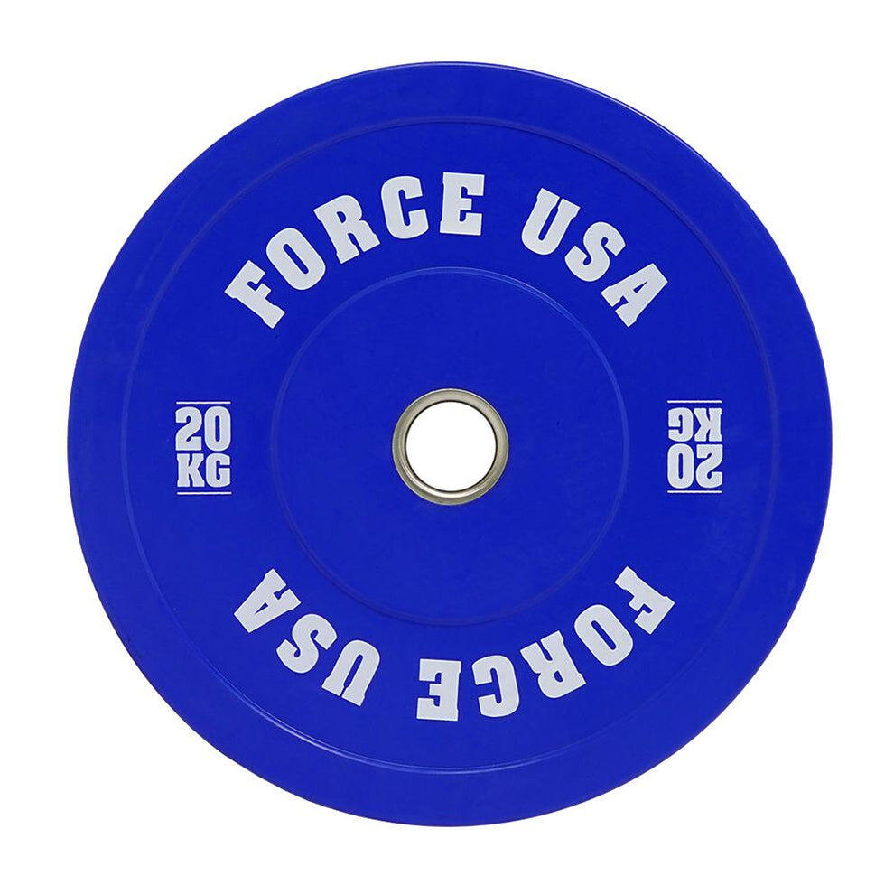 Force USA - Pro Grade Coloured Bumper Plate - 20Kg - Blue