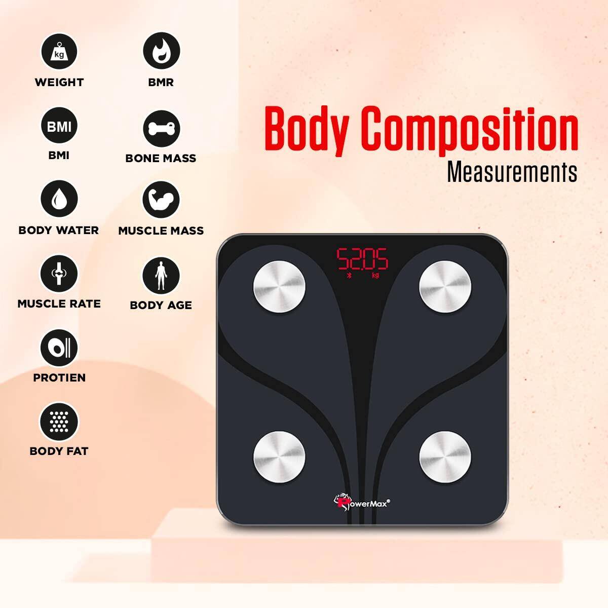 PowerMax Fitness® Bluetooth Body Fat Scale - Smart BMI Digital Bathroom Wireless Weight Scale & Body Composition Analyser with S -  2