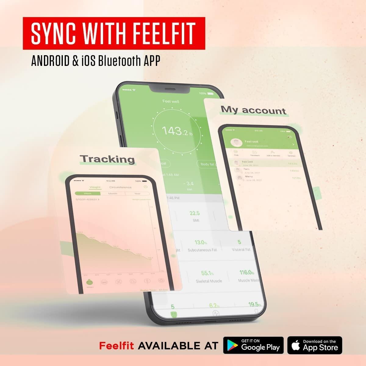 PowerMax Fitness® Bluetooth Body Fat Scale - Smart BMI Digital Bathroom Wireless Weight Scale & Body Composition Analyser with S