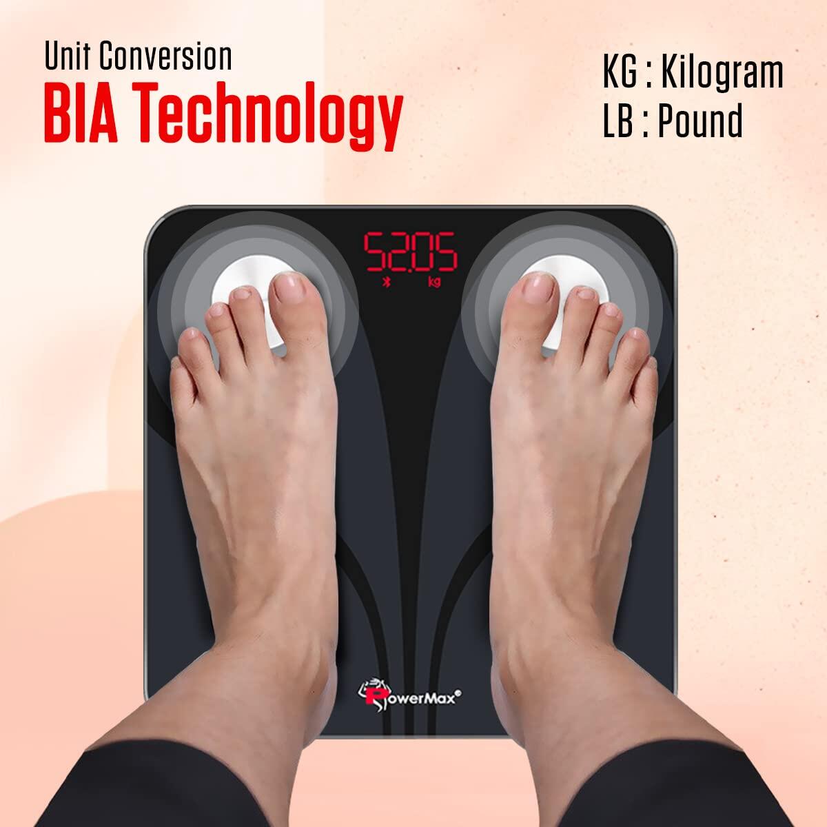 PowerMax Fitness® Bluetooth Body Fat Scale - Smart BMI Digital Bathroom Wireless Weight Scale & Body Composition Analyser with S