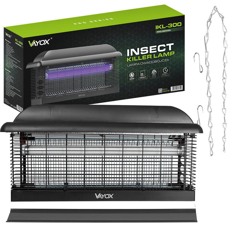 Lampă UV capcană pentru insecte VAYOX IKL-300 PRO 30W pentru ţânţari muşte 180m2
