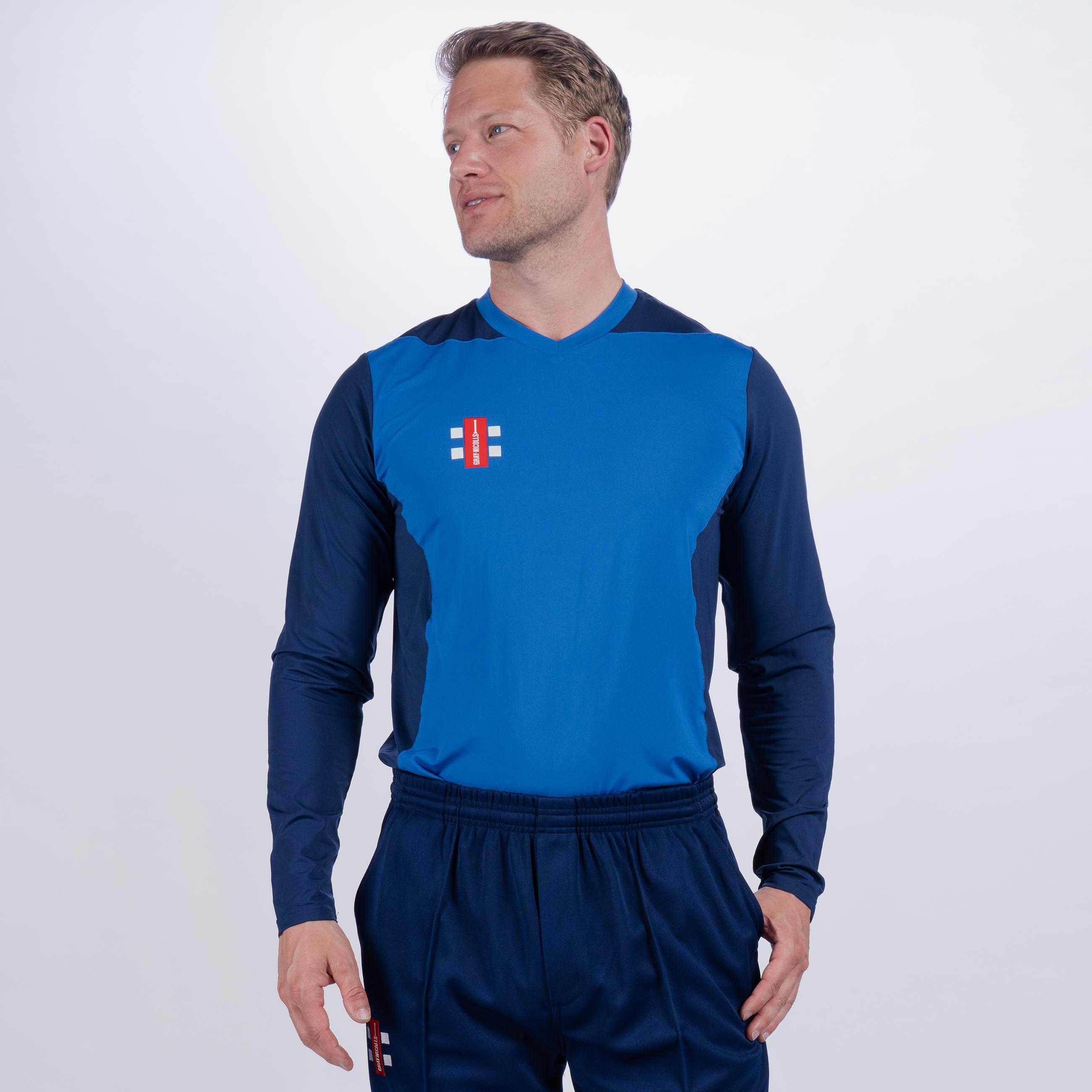 GRAY-NICOLLS Pro Performance T20 L/S Playing Shirt,Royal/Navy,Junior