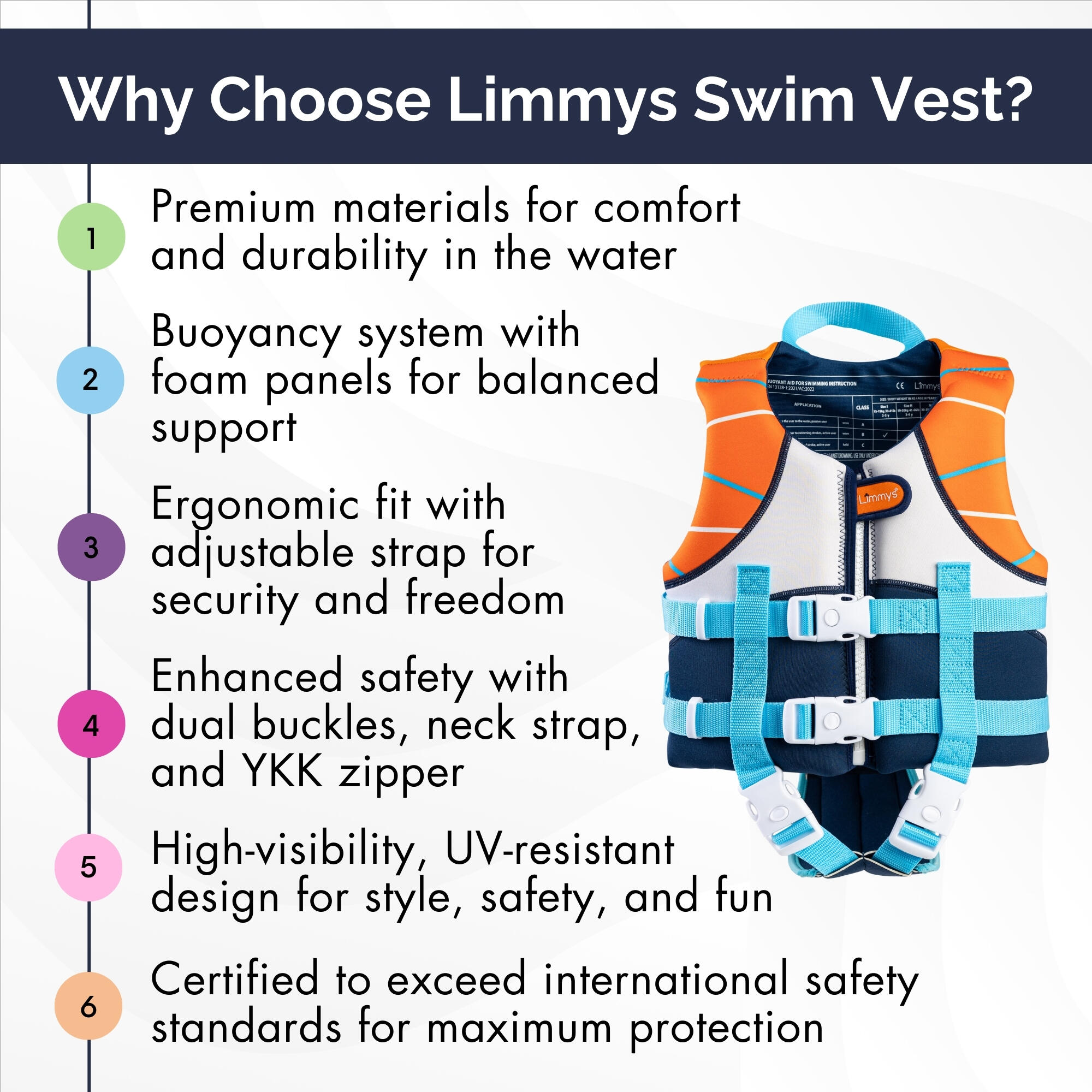 Limmys Premium neopreen zwemvest kinderen 4/8