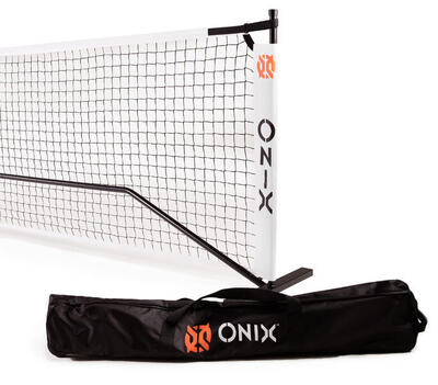ONIX Pickleball Netz. 2-in-1 tragbares Netz. inkl. Tragetasche. Weiß