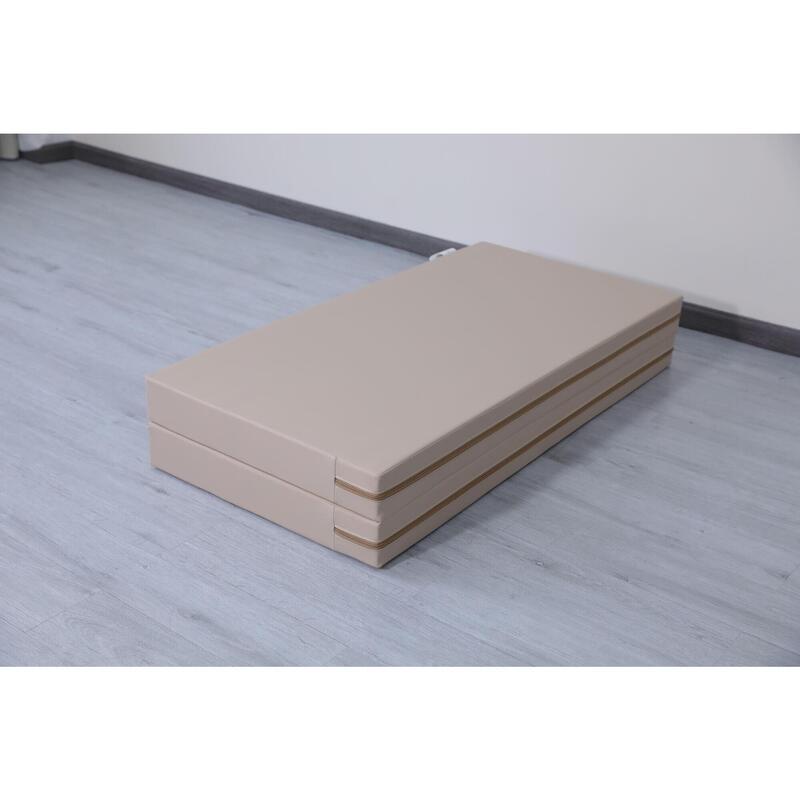 Copii Fitness Saltea Gimnastică Pliabilă 2 Secțiuni 120x120x10 cm Satellite Bej