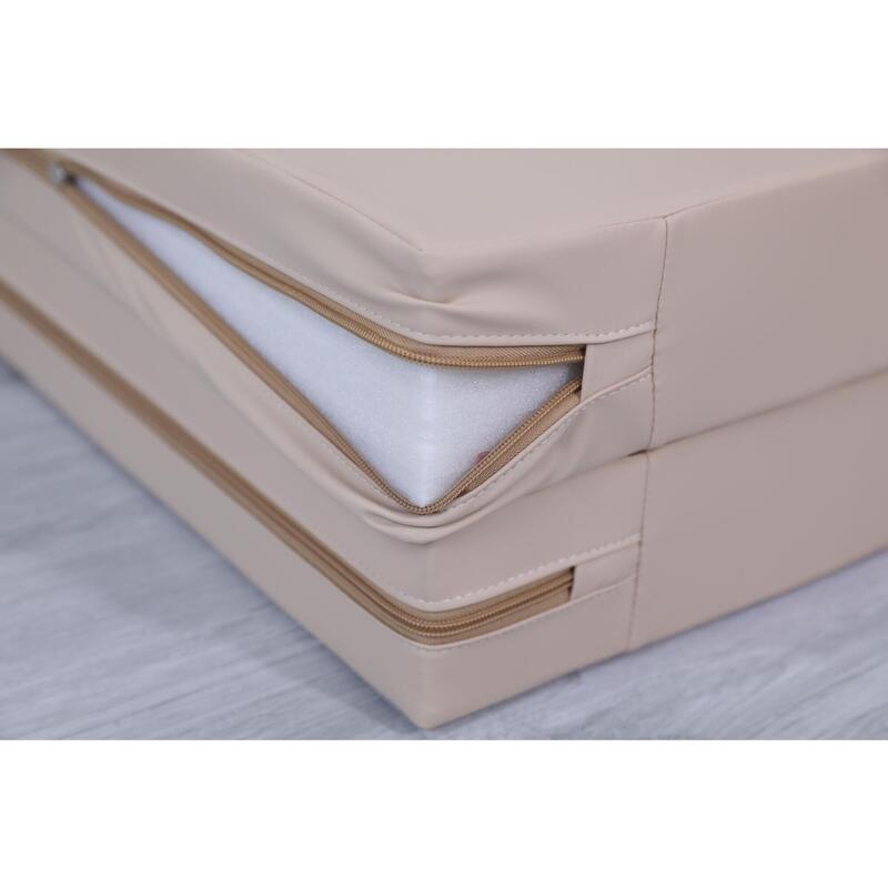 Copii Fitness Saltea Gimnastică Pliabilă 2 Secțiuni 120x120x10 cm Satellite Bej