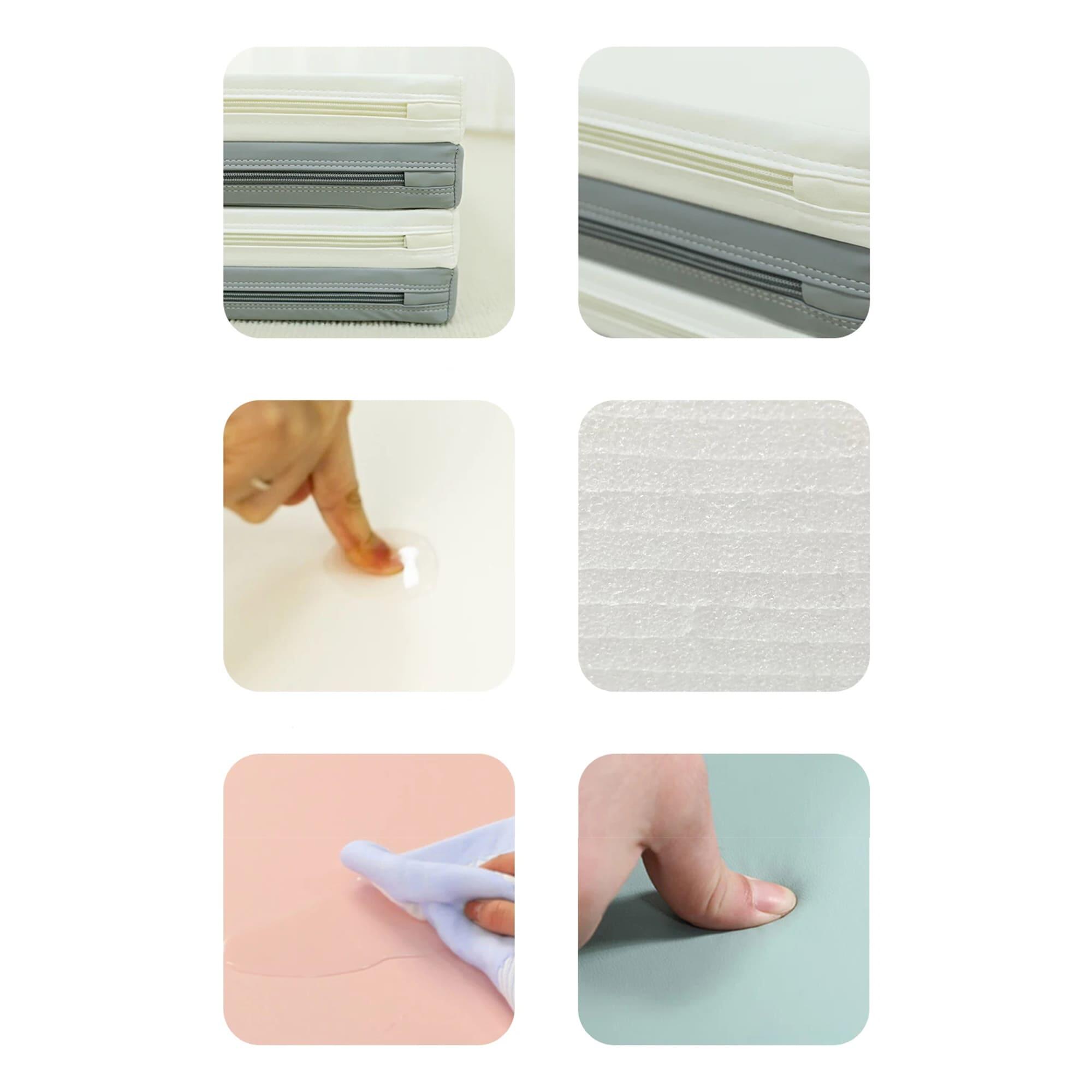 Kinder Gymnastik Faltbare Matte 4-Zonen 200x100x4cm Sattelite Weiß Beige 6/7