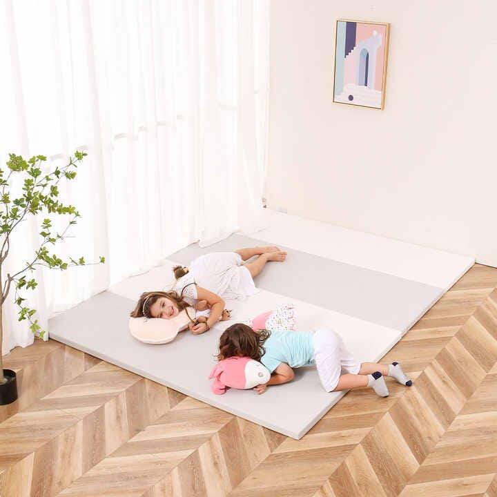 Kinder Gymnastik Faltbare Matte 4-Zonen 200x100x4cm Sattelite Weiß Beige 2/7