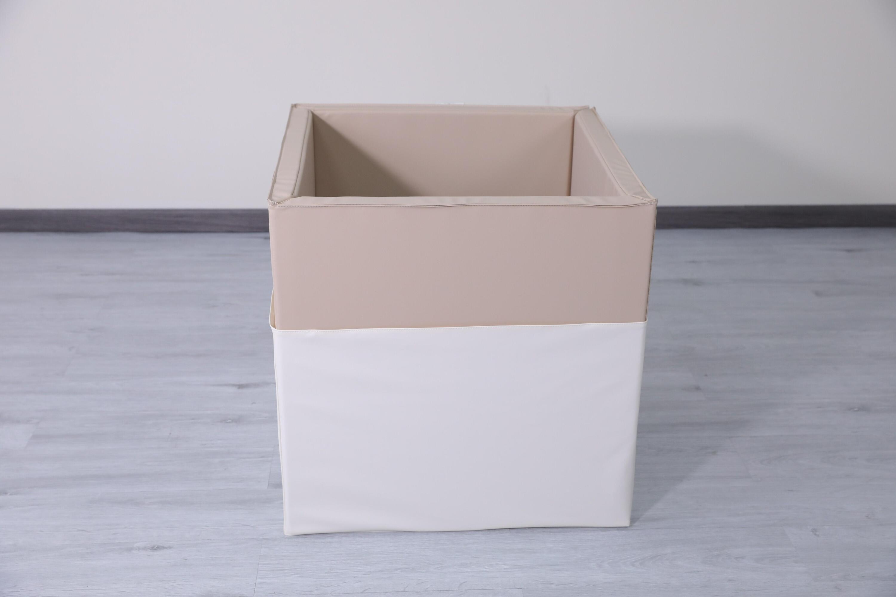Gymnastikmatratze 2in1 Spielcontainer 240x60x4 cm vierteilig - weiß und beige 5/7