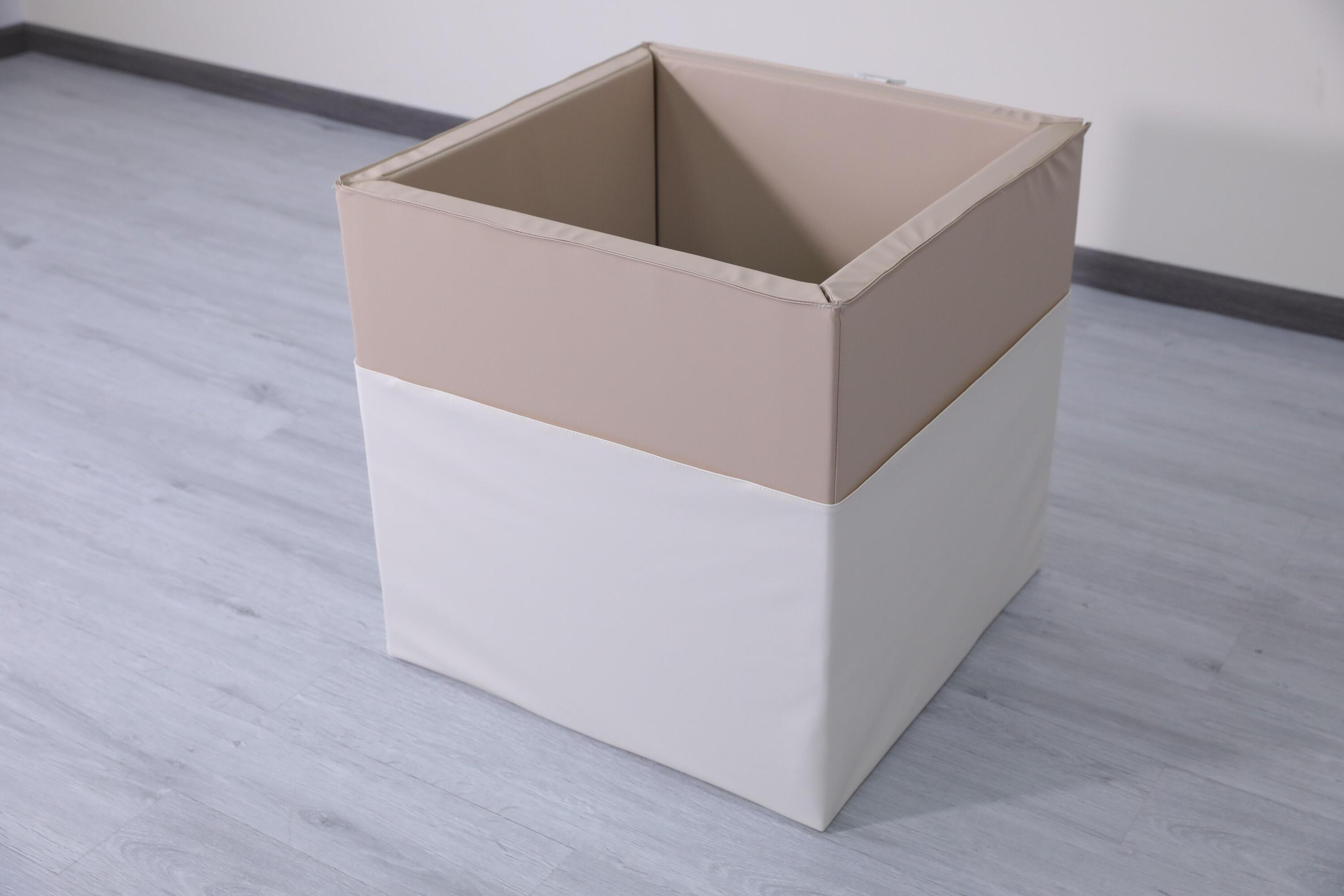 Gymnastikmatratze 2in1 Spielcontainer 240x60x4 cm vierteilig - weiß und beige 7/7