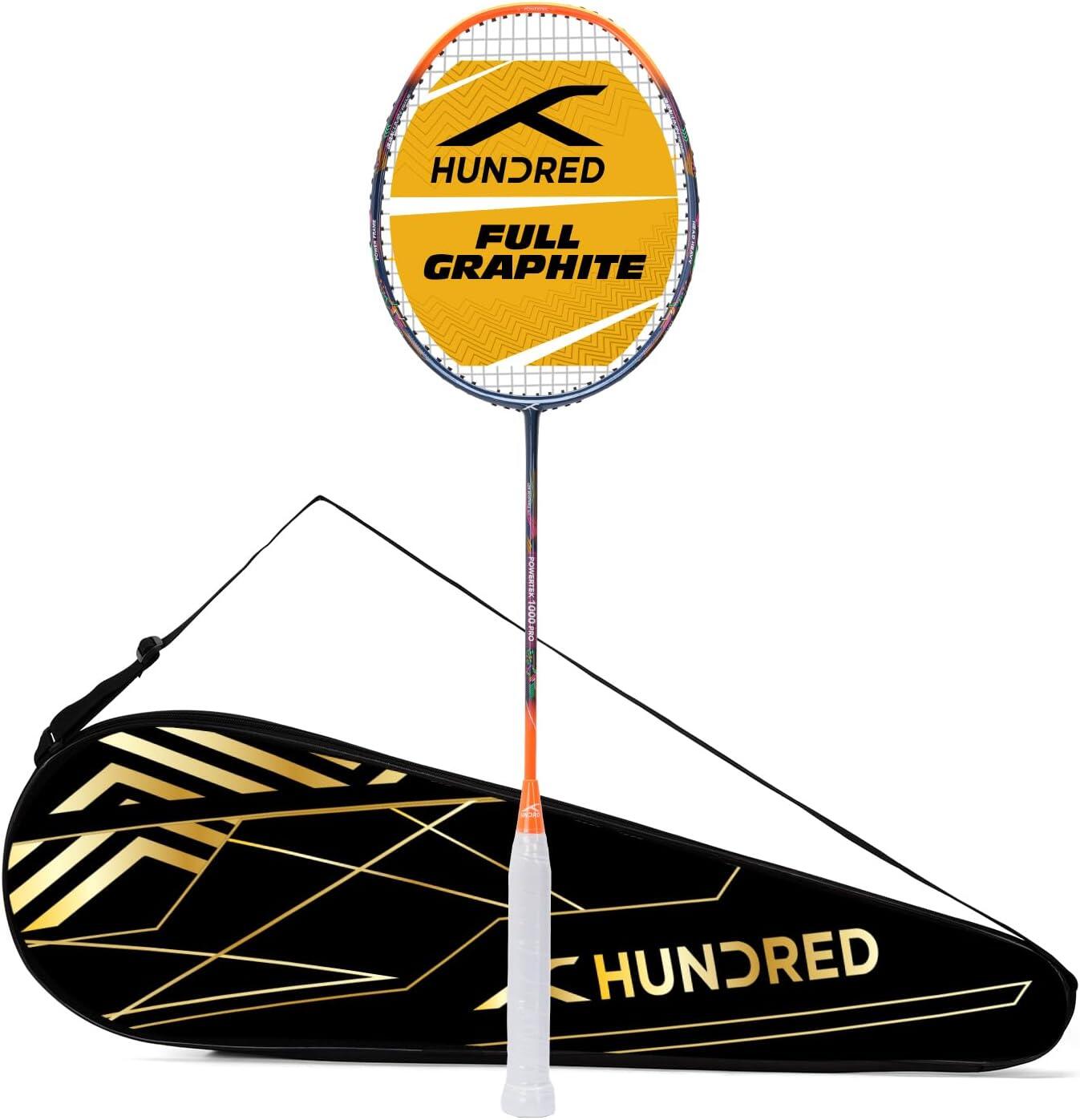HUNDRED HUNDRED Powertek 1000 PRO Graphite Strung Badminton Racket | Maximum String