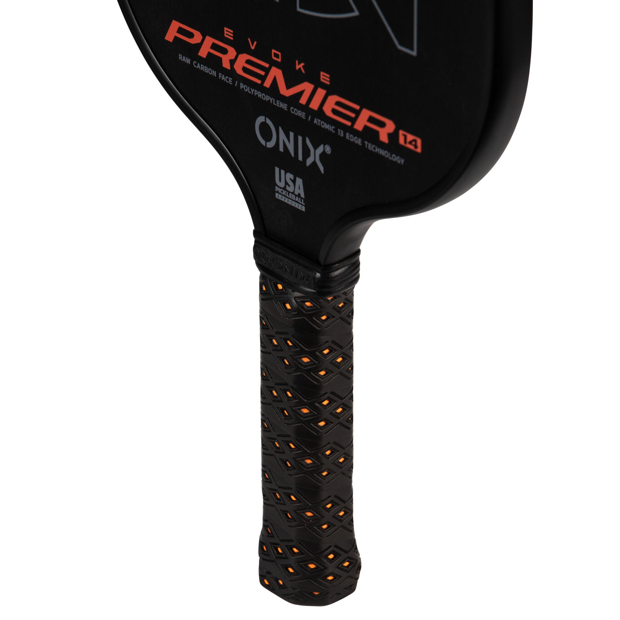 ONIX Pickleball Paddle Evoke Premier Raw Carbon 14 Orange 4/7