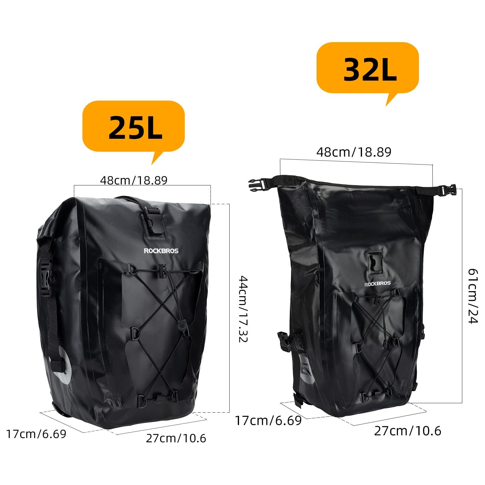 ROCKBROS 25L bagagedragertas, 100% waterdicht, zwart 2/7