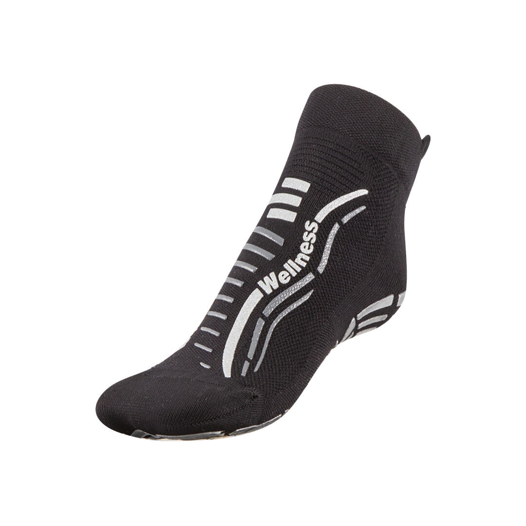 R-EVENGE Calcetines técnicos antideslizantes yoga pilates fitness adultos negro plata
