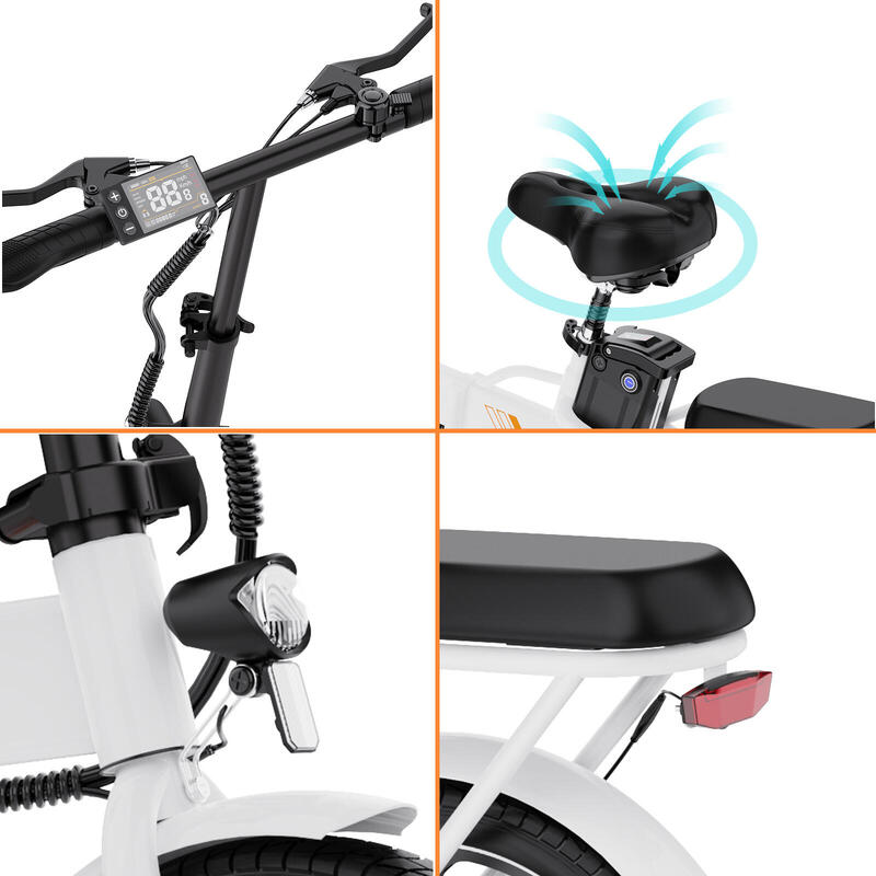 Bicicletă electrică pliabilă compactă și ușoară de 250 W – EVERCROSS EK5 alb