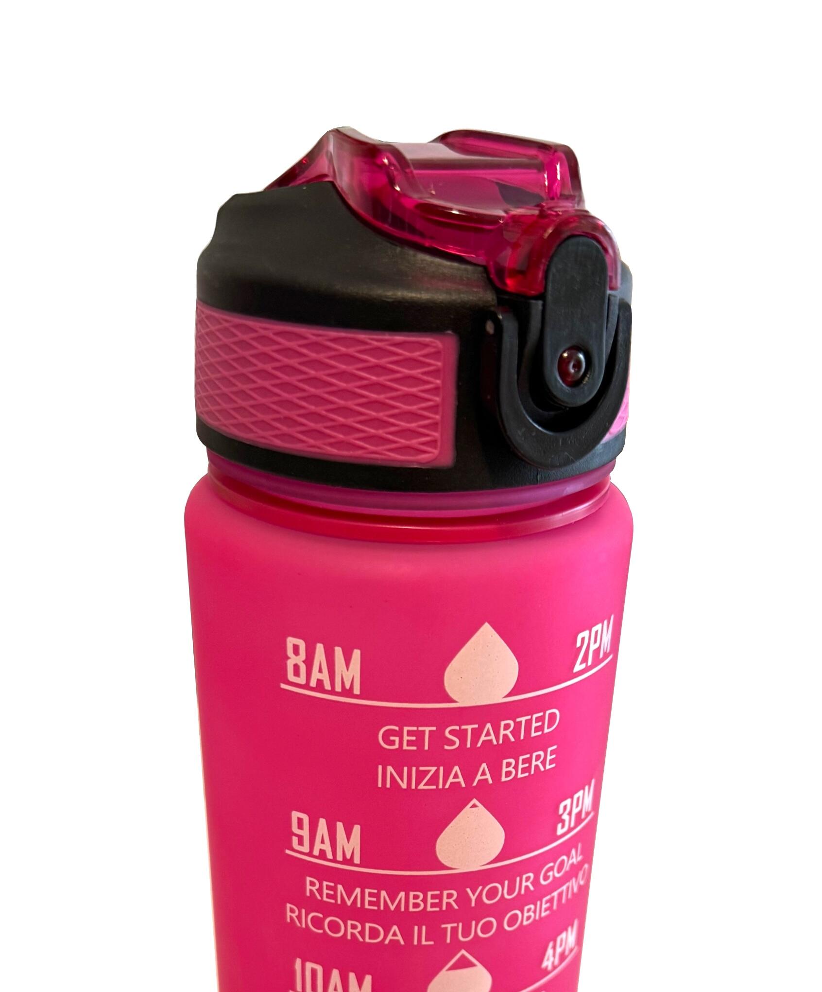 Borraccia Motivazionale 1 lt | rosa fuxia | finitura soft-touch | tappo ermetico 3/3