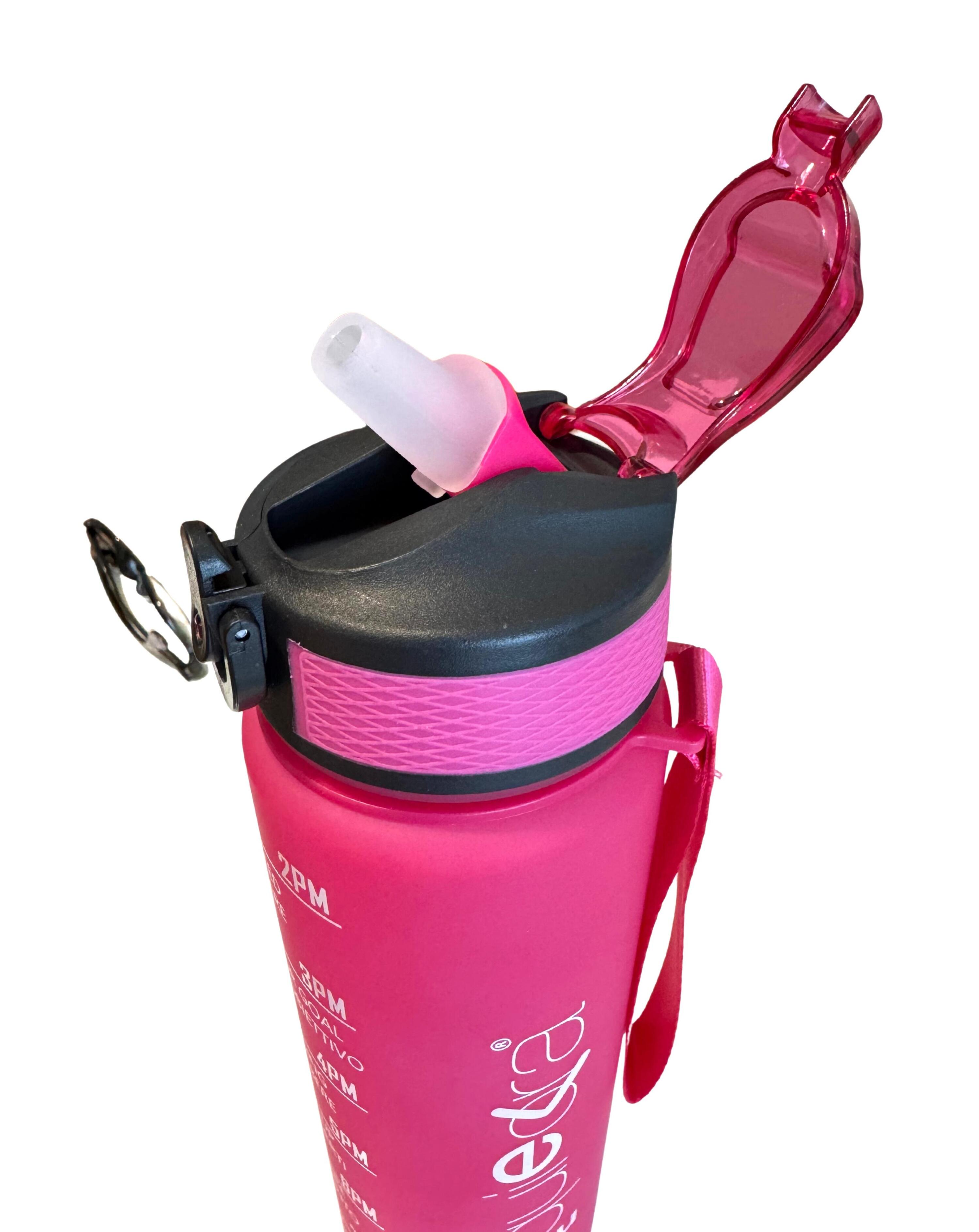 Borraccia Motivazionale 1 lt | rosa fuxia | finitura soft-touch | tappo ermetico 2/3