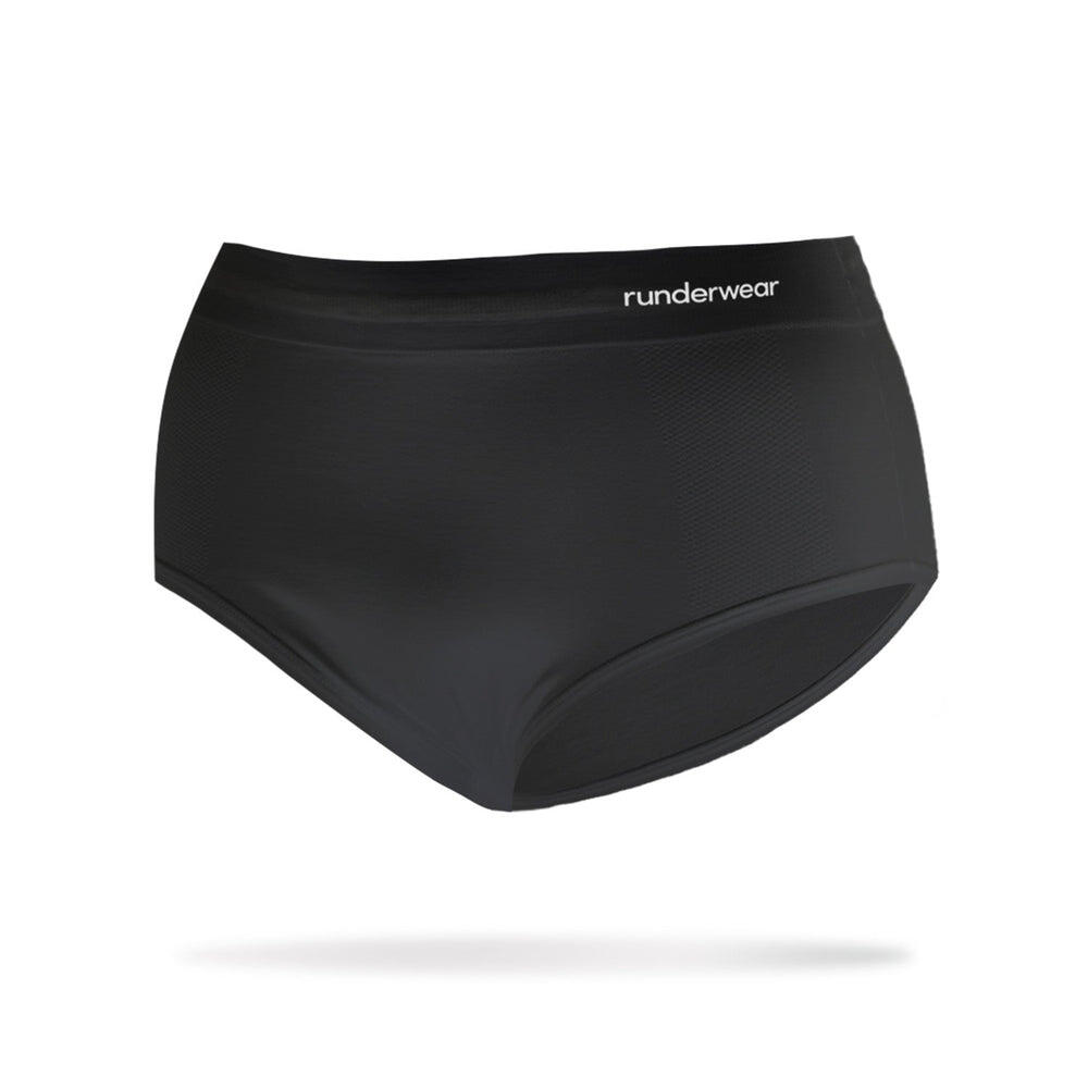 RUNDERWEAR Women's Running Brief - Black (L)