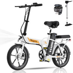 Vélo Électrique Pliable 250W Compact et Léger – EVERCROSS EK5 Blanc