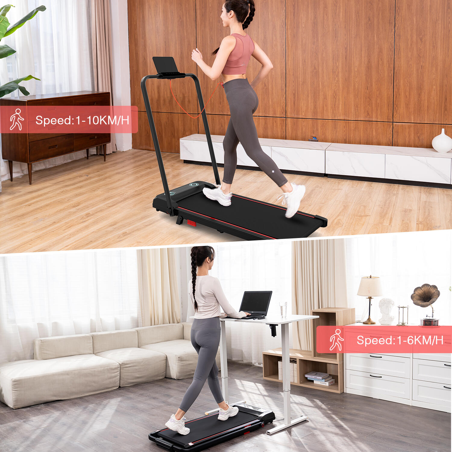 Cinta de Correr Plegable e Inclinable 3.6%-ZX4-1400W-10KM/H-LCD-Control Remoto 4/7