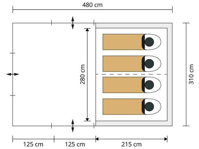 Second hand - Tenda da campeggio - Gotland Protect 4 - 2x cabine scure 7/7