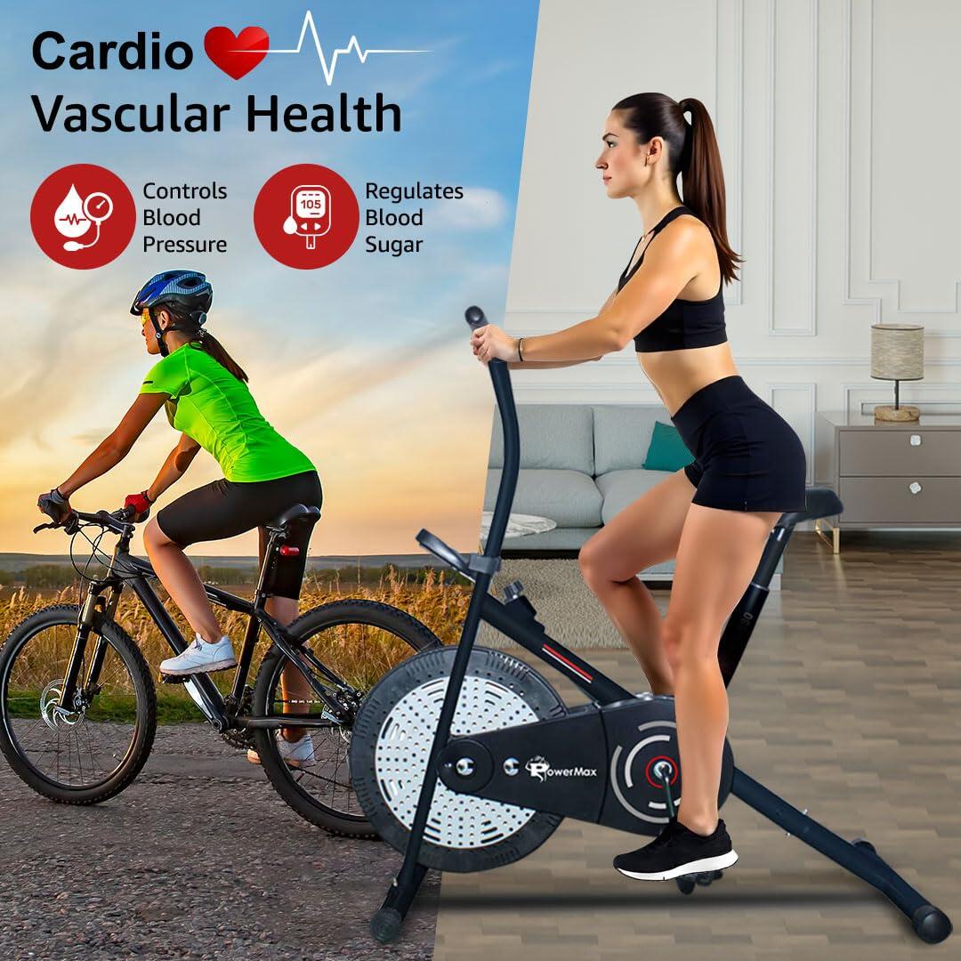 PowerMax Fitness BA-130 Air Bike Exercise Cycle for Home-Gym