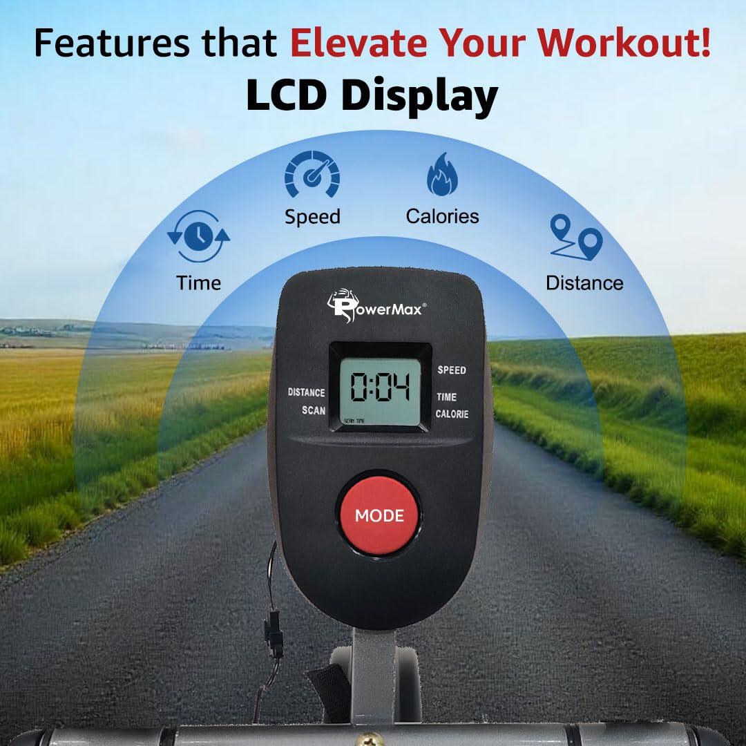 PowerMax Fitness BA-130 Air Bike Exercise Cycle for Home-Gym Workout with 1.5kg Fly wheel, Non-Slip Pedals _PIPE_Fixed Handle Gy