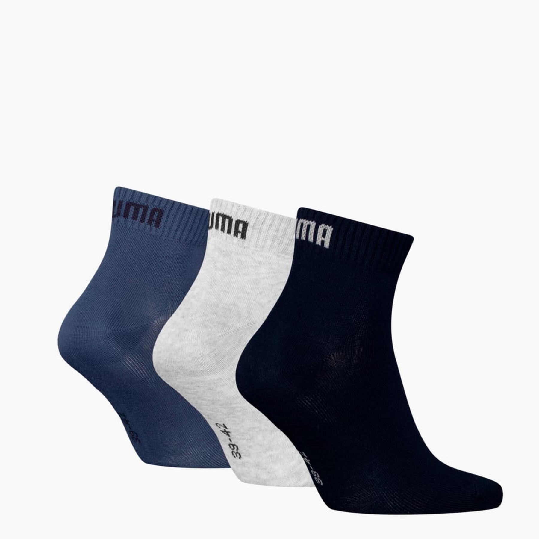 3 Paar Puma Unisex Quarter Socken Sneaker Gr. 35 - 49  für Damen Herren Füßlinge 2/3