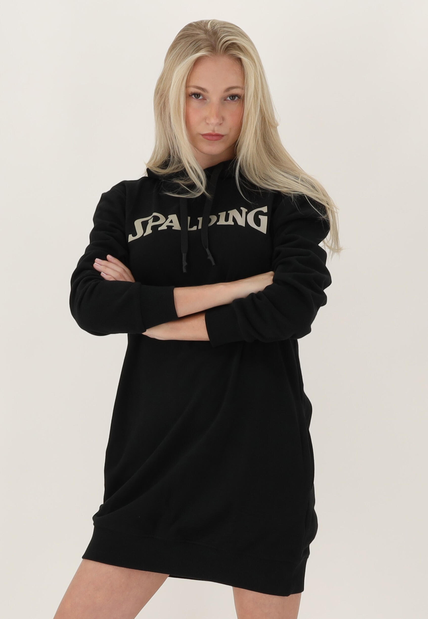 ROBE A CAPUCHE DE BASKET FEMME black-beige Spalding 3/5