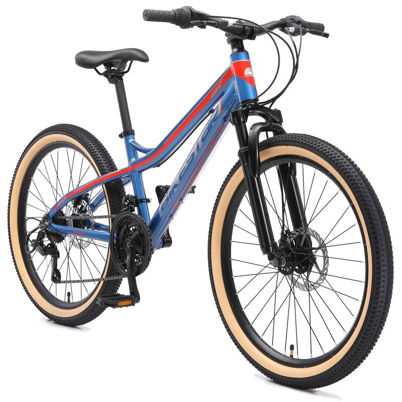 VTT 24" aluminium, vélo enfant 9 ans, semi-rigide, 21 vitesses, frein à disque