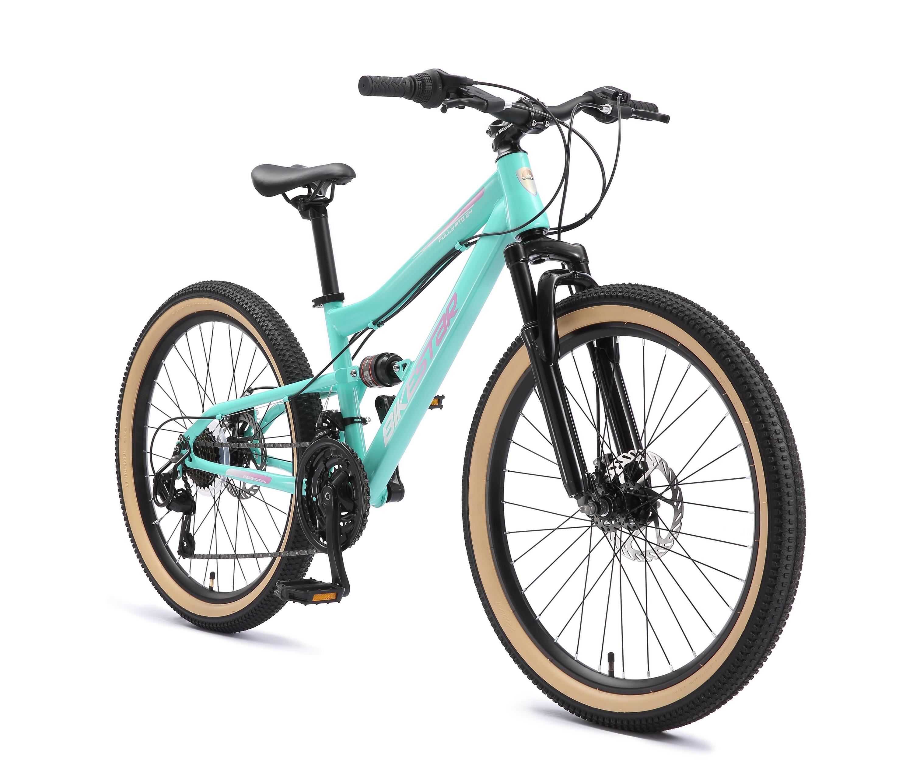 Bikestar MTB Fully staal 21speed 24inch mintgroen/roze 2/7