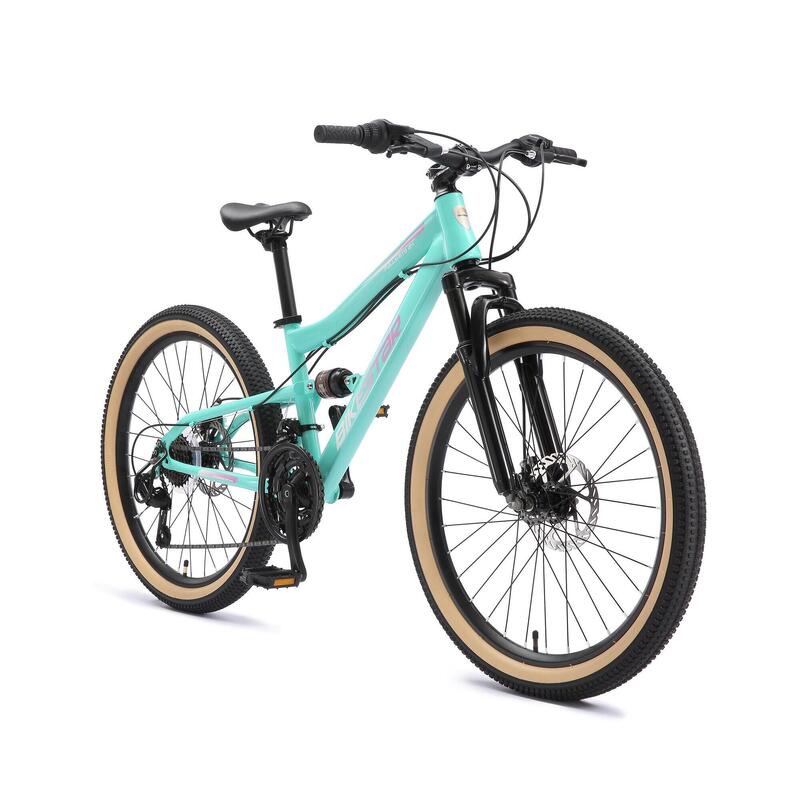 VTT 24" vélo enfant 9 ans, tout suspendu, 21 vitesses, frein à disque