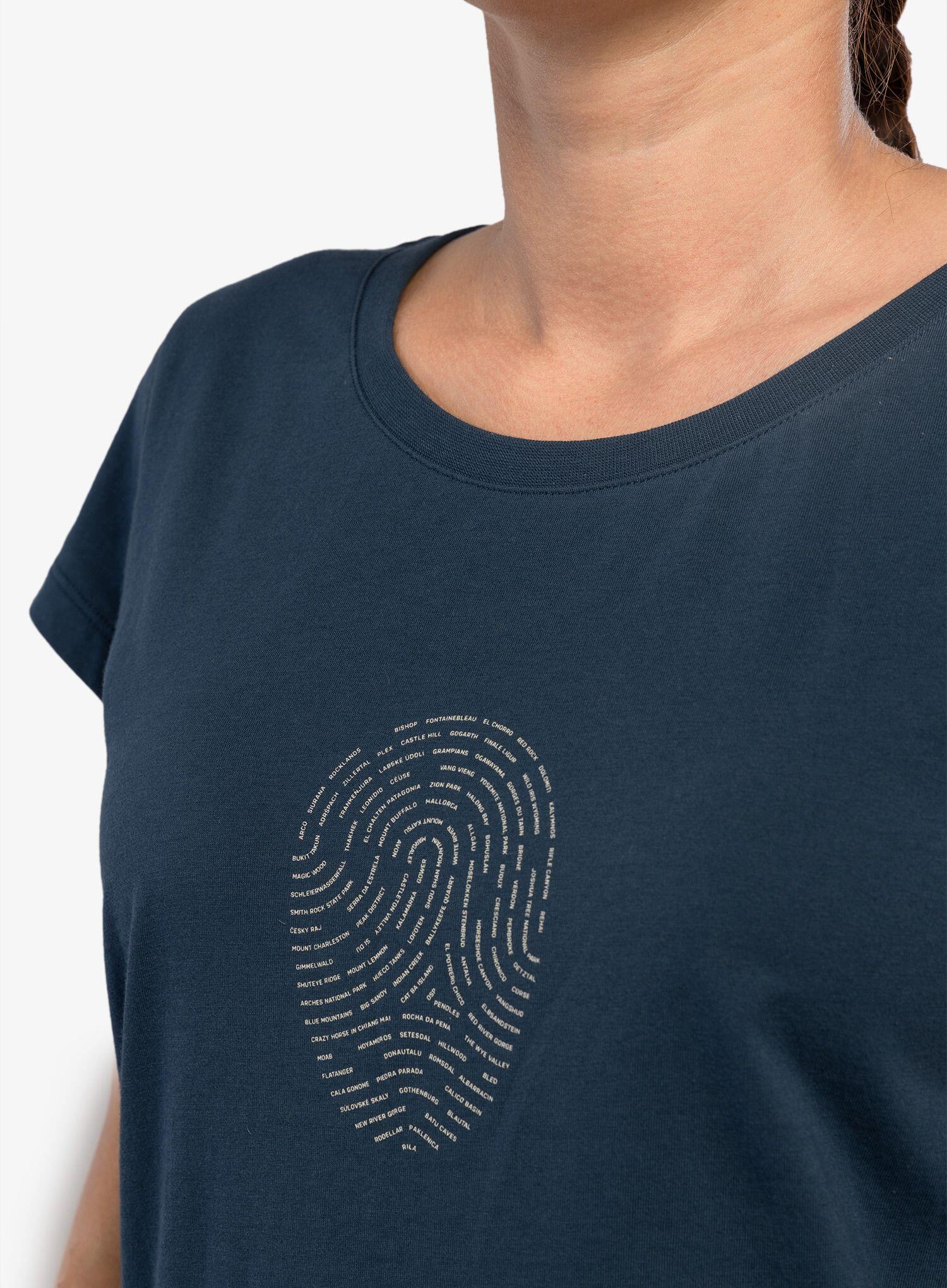 T-shirt femme Ocún Classic T Women coton 100% bleu Moonlit Ocean Fingerprint 7/7