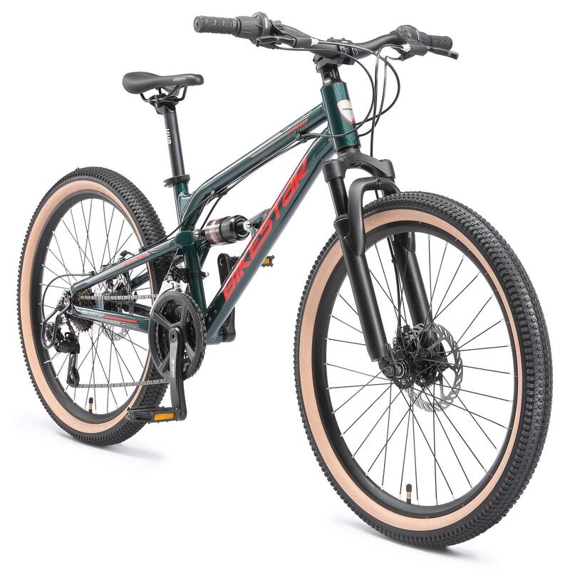 VTT 24" aluminium, vélo enfant 9 ans, semi-rigide, 21 vitesses, frein à disque