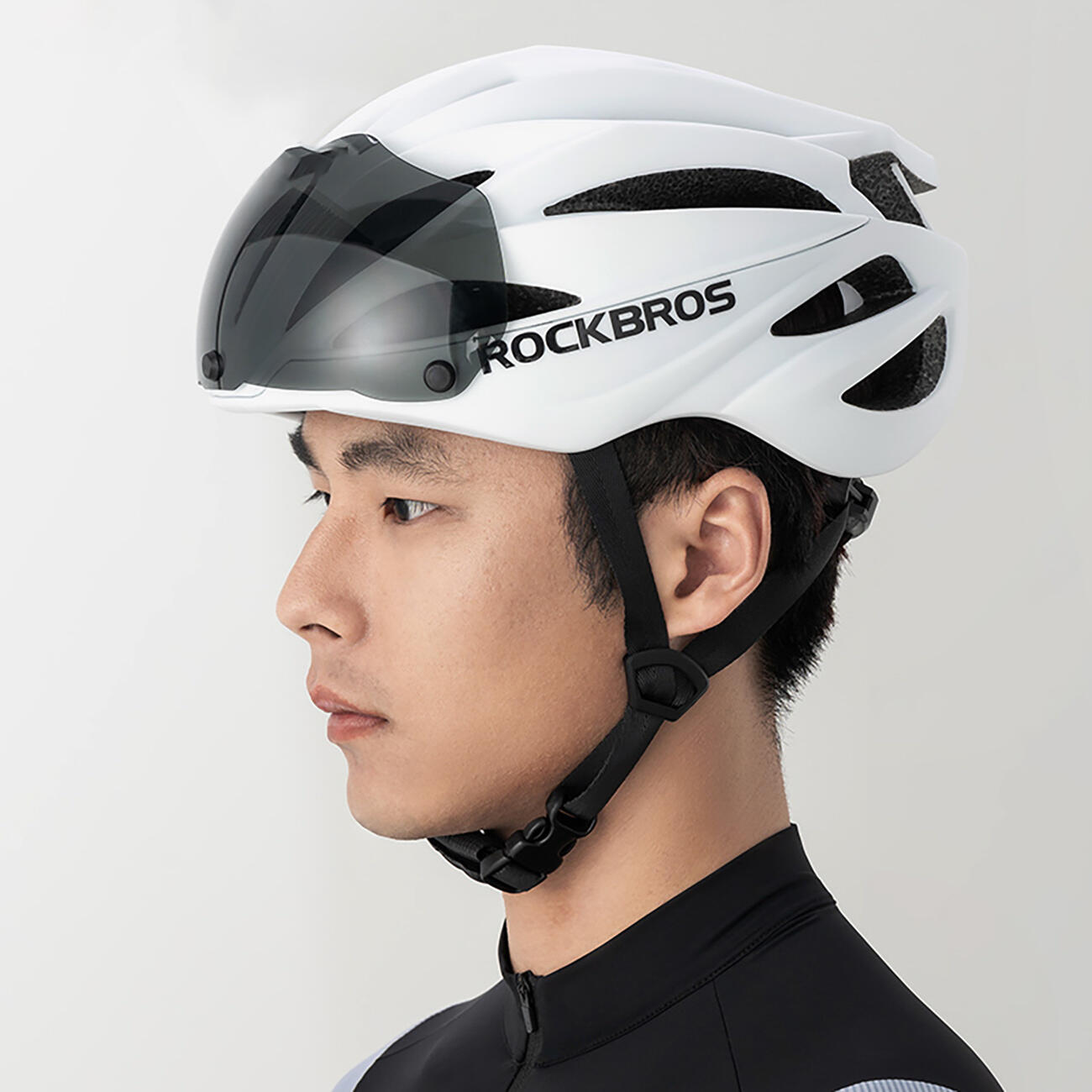 Rockbros fietshelm met vizier, afneembare bril met UV-bescherming 3/7