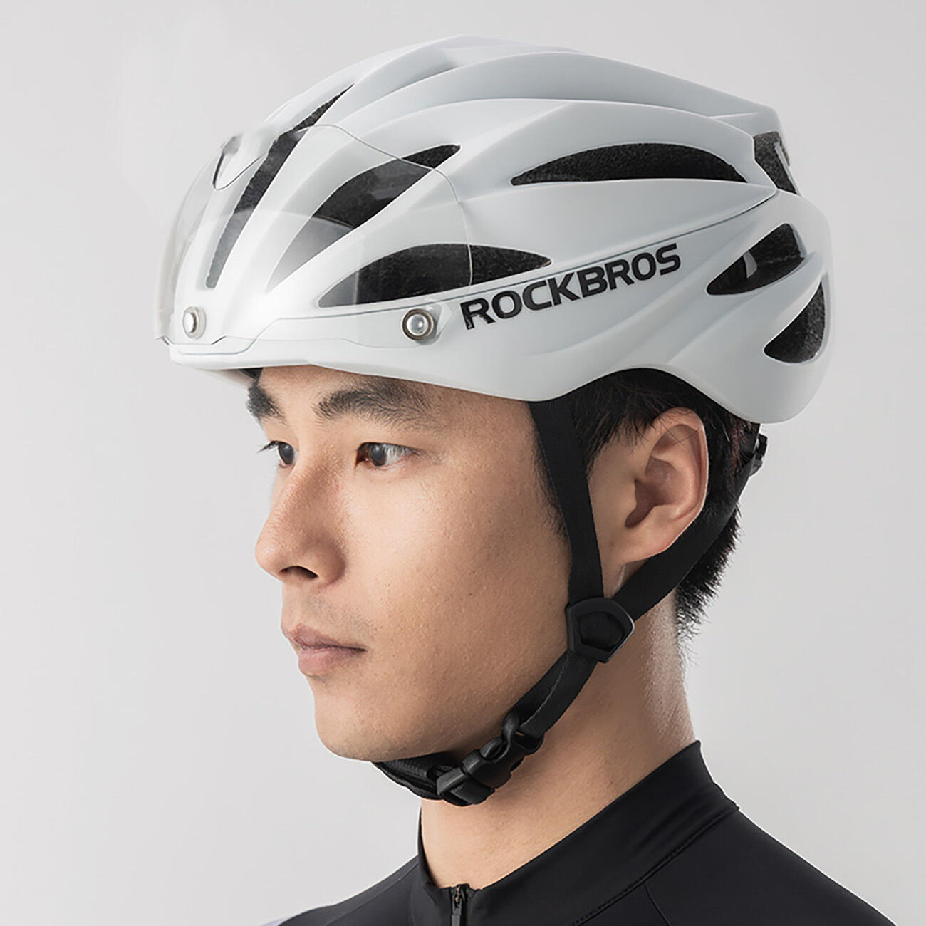 Rockbros fietshelm met vizier, afneembare bril met UV-bescherming 5/7
