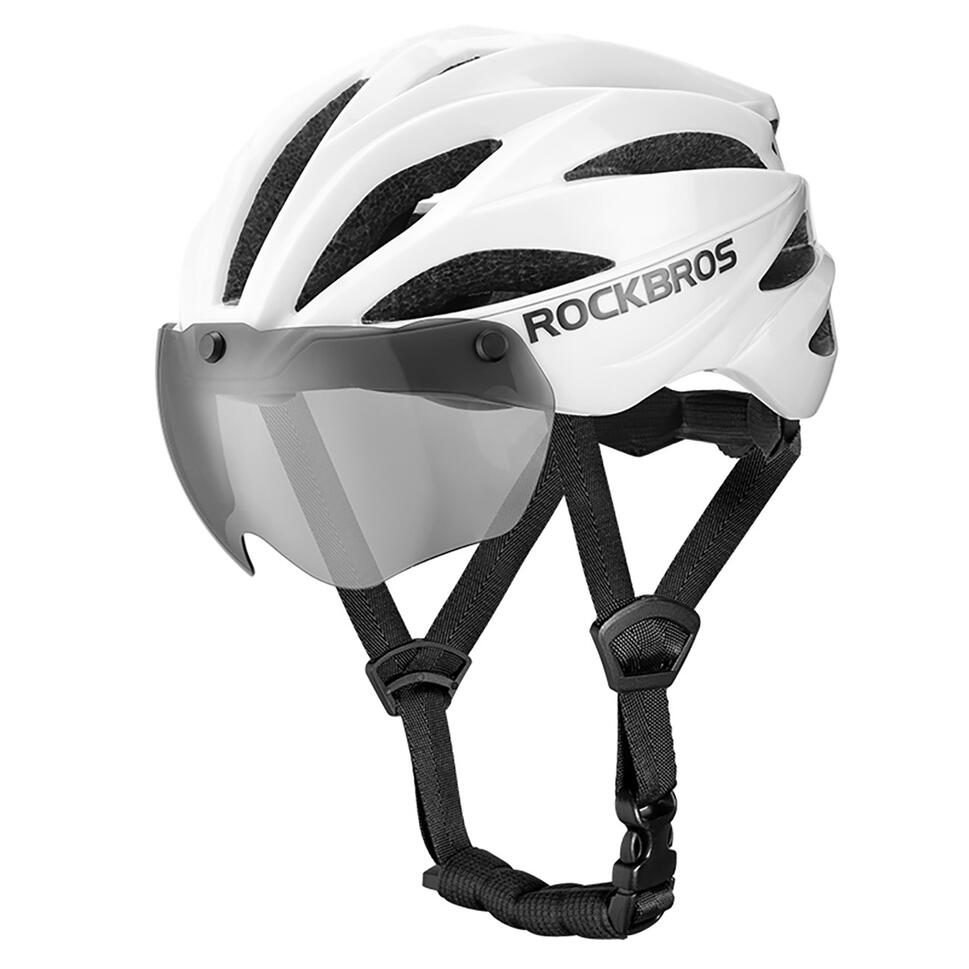 Kask rowerowy Rockbros z szybką, odpinane okulary z ochroną UV