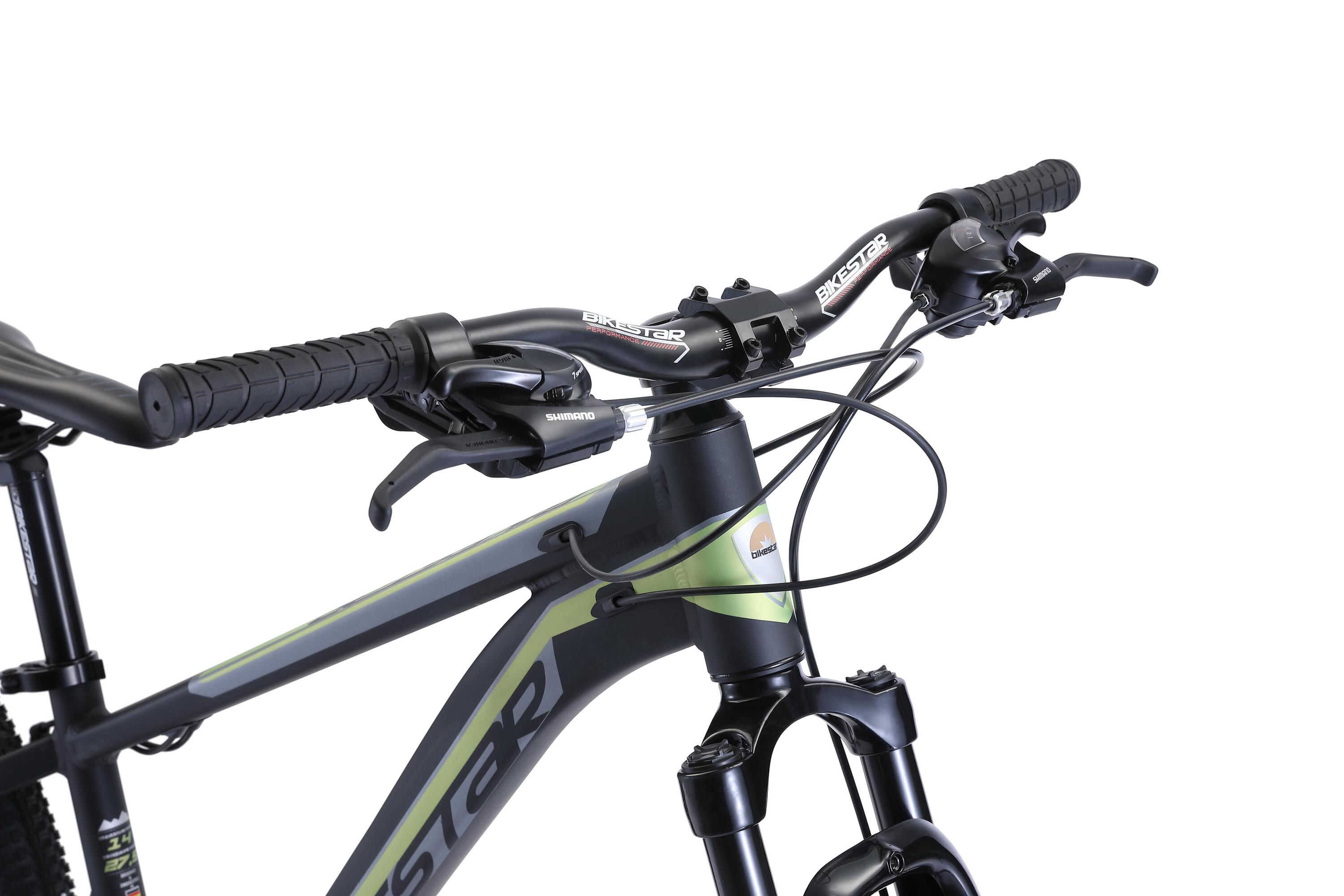 Bikestar Hardtail MTB Alu Sport S 27.5 inch 21 speed Zwart/groen 6/6