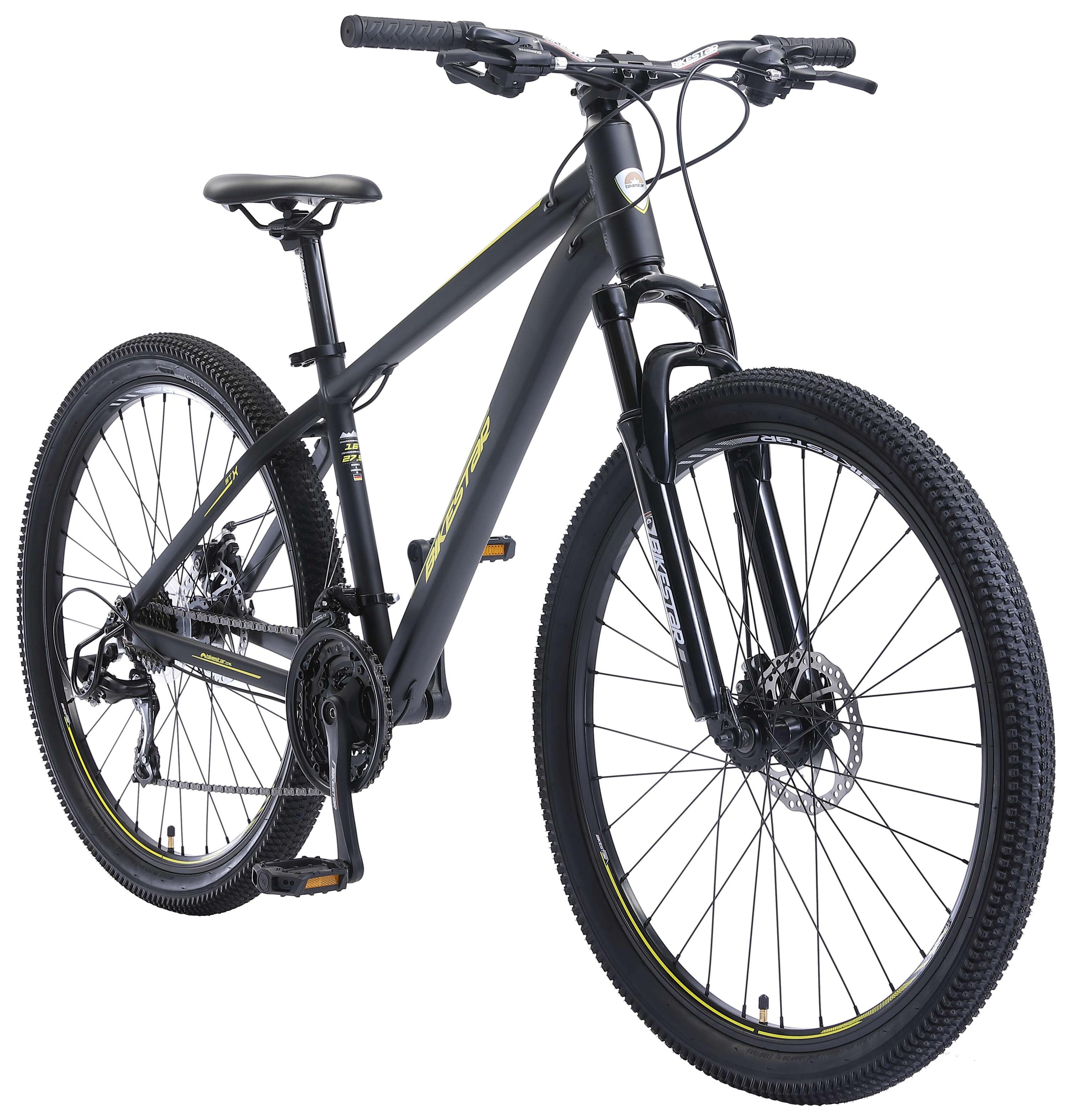 21+ Beginner Hardtail Mtb Bikestar Hardtail MTB, Sport, 27,5 Zoll, 21 Gang, schwarz/gelb BIKESTAR