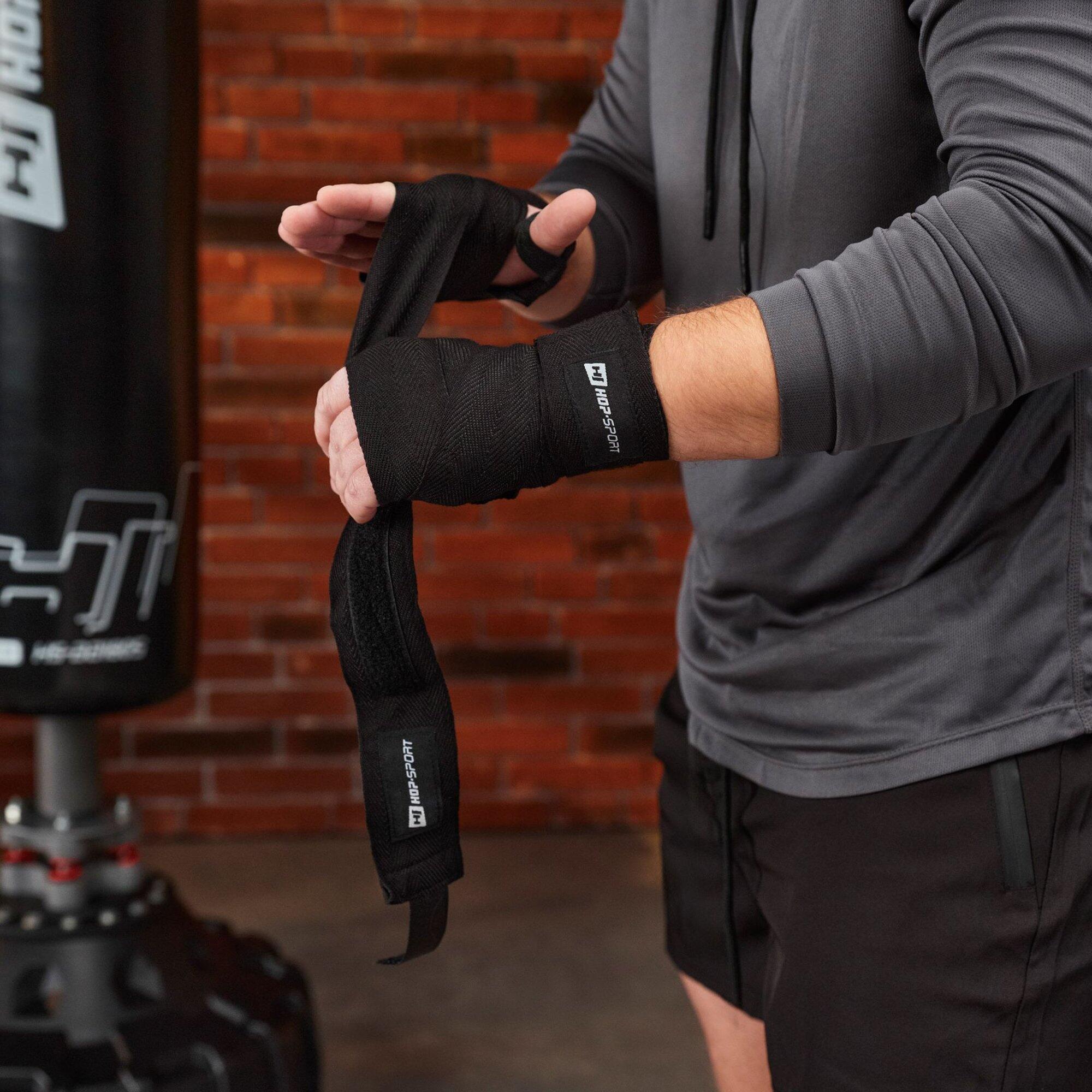 Bandages de boxe 4m Hop-Sport noirs 5/7