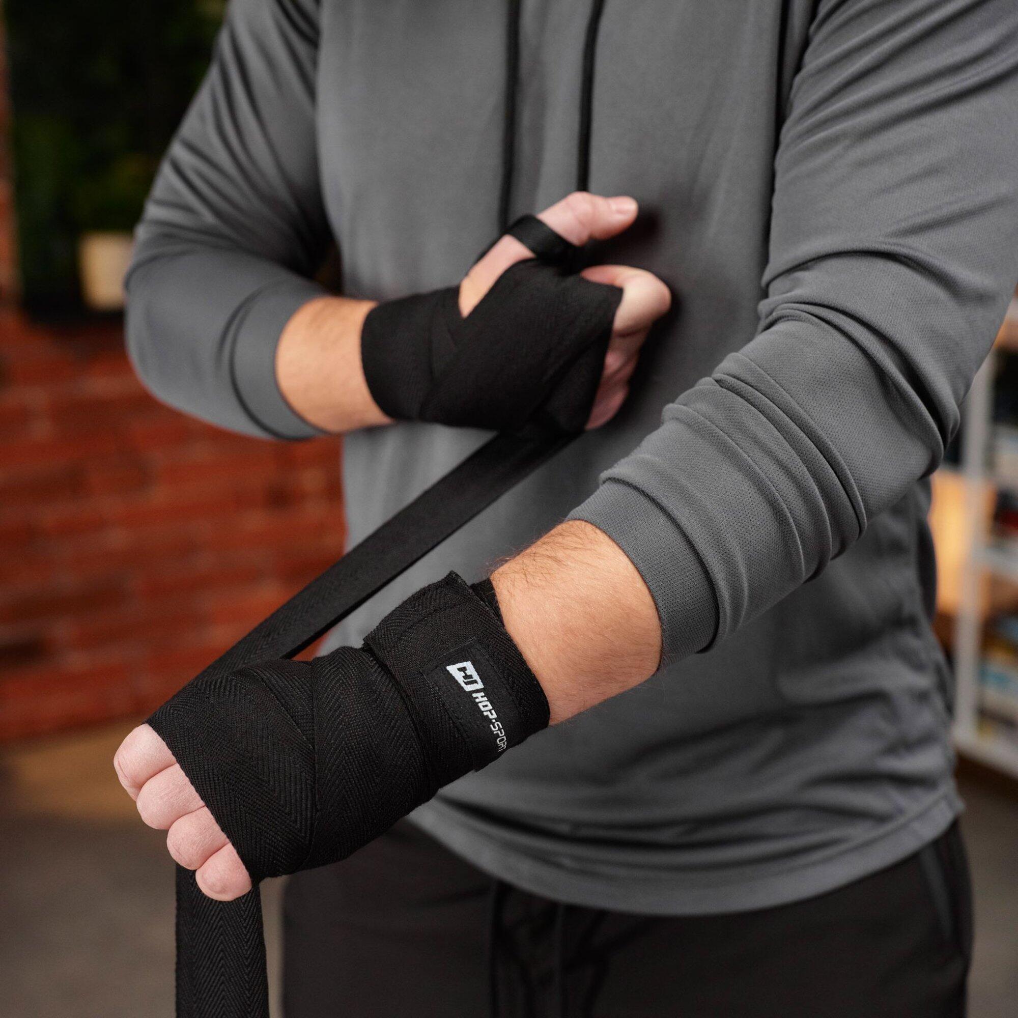 Bandages de boxe 4m Hop-Sport noirs 4/7