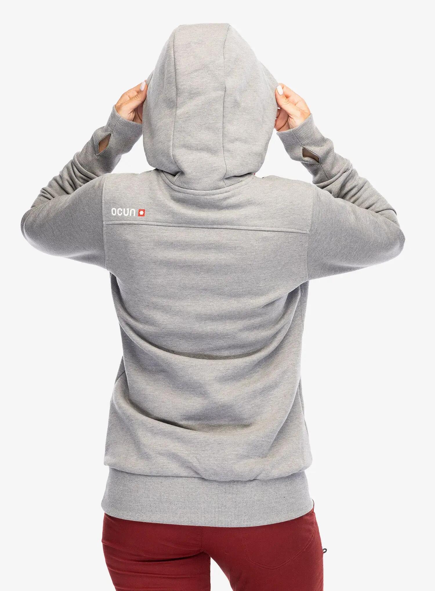 Hoodie femme OCUN gris paloma 80% coton capuche ergonomique poche kangourou 2/7
