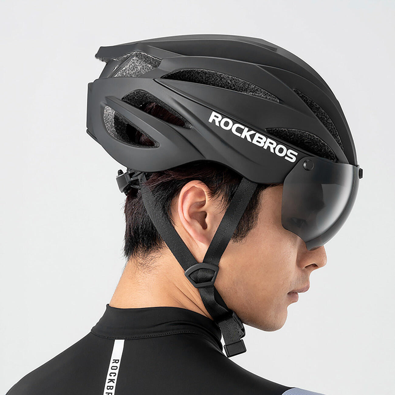 Rockbros fietshelm met vizier, afneembare bril met UV-bescherming 3/7