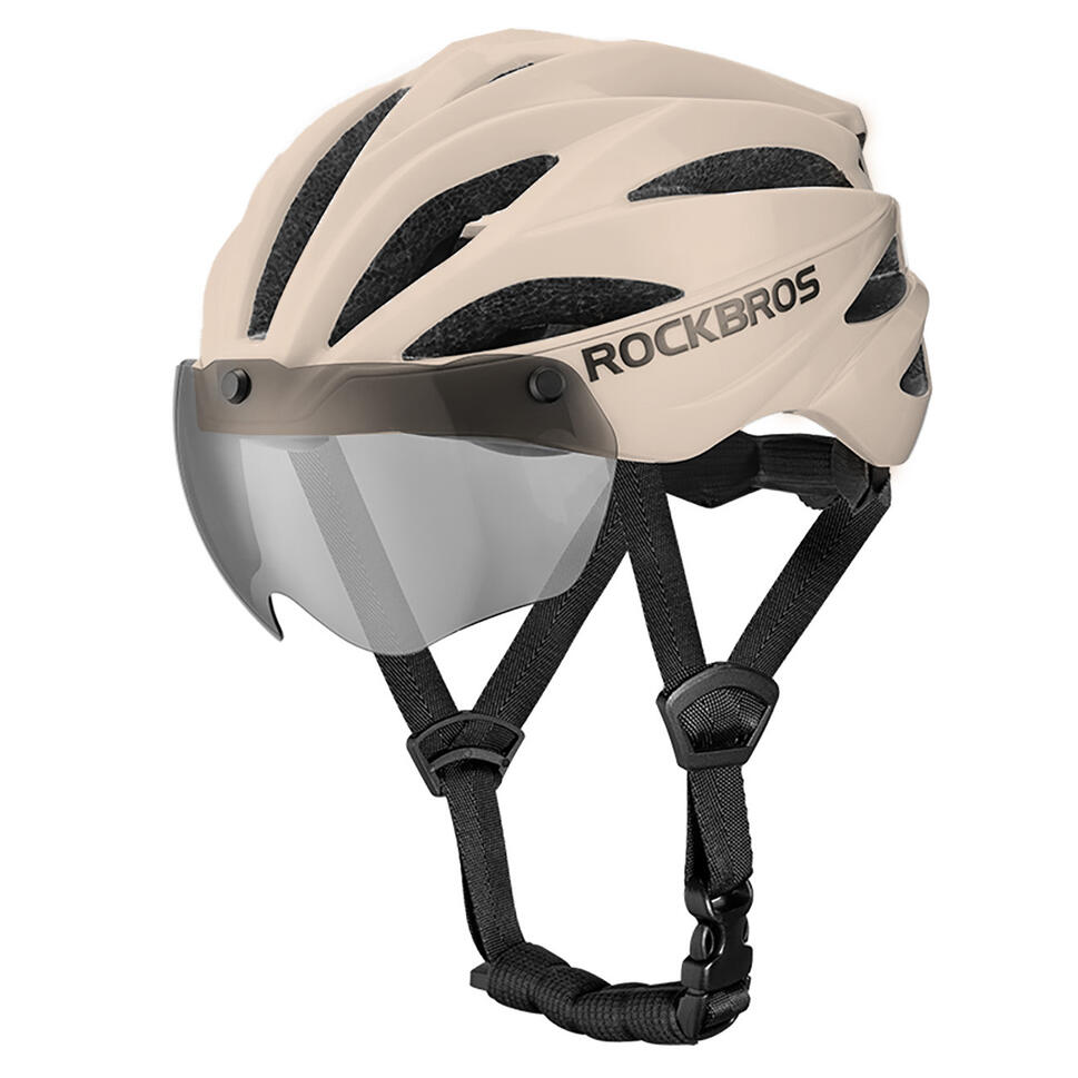 Kask rowerowy Rockbros z szybką, odpinane okulary z ochroną UV