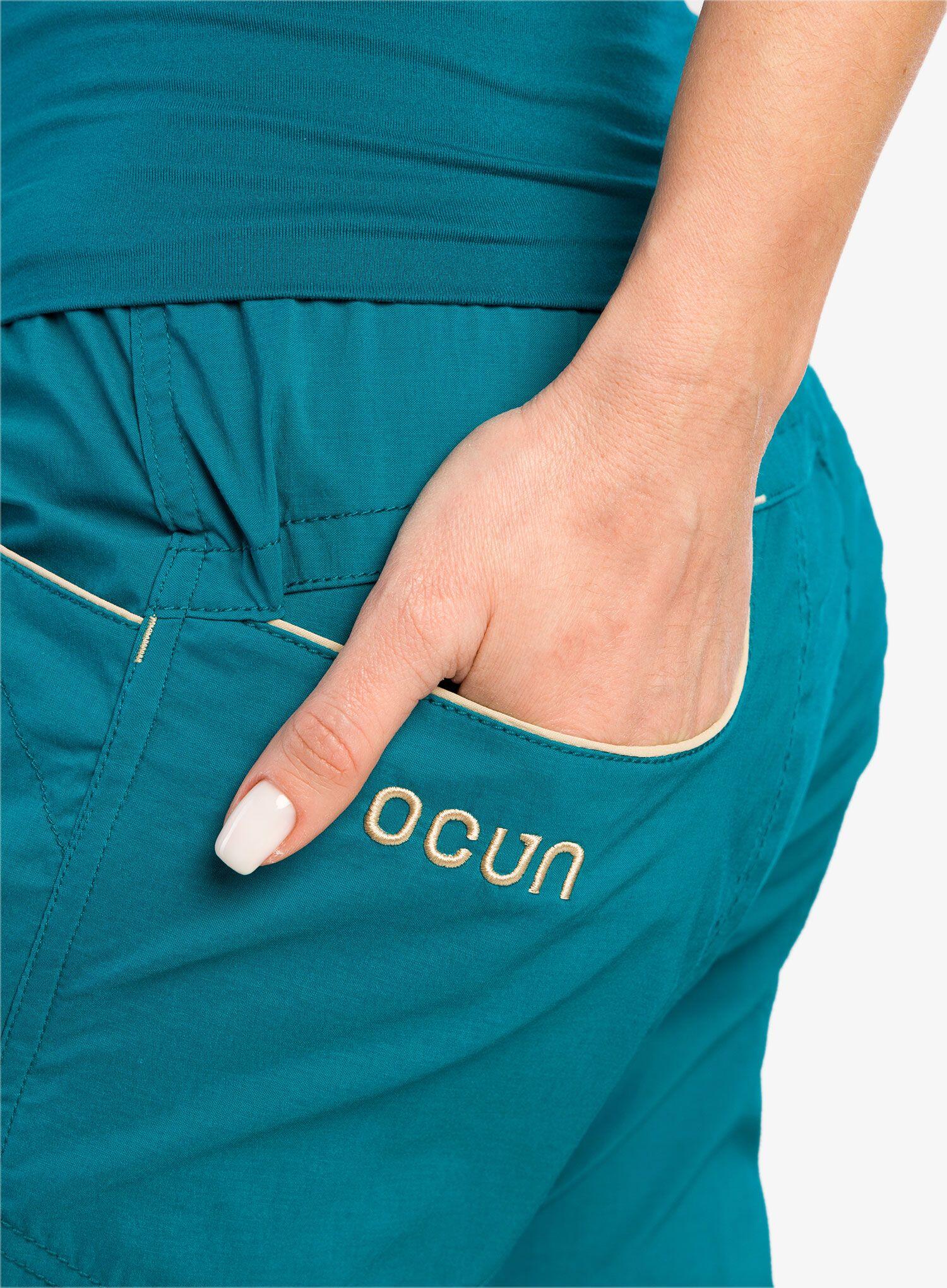 Pantalón de escalada femenino Ocún NOYA ECO PANTS Turquesa elástico reciclado 6/7